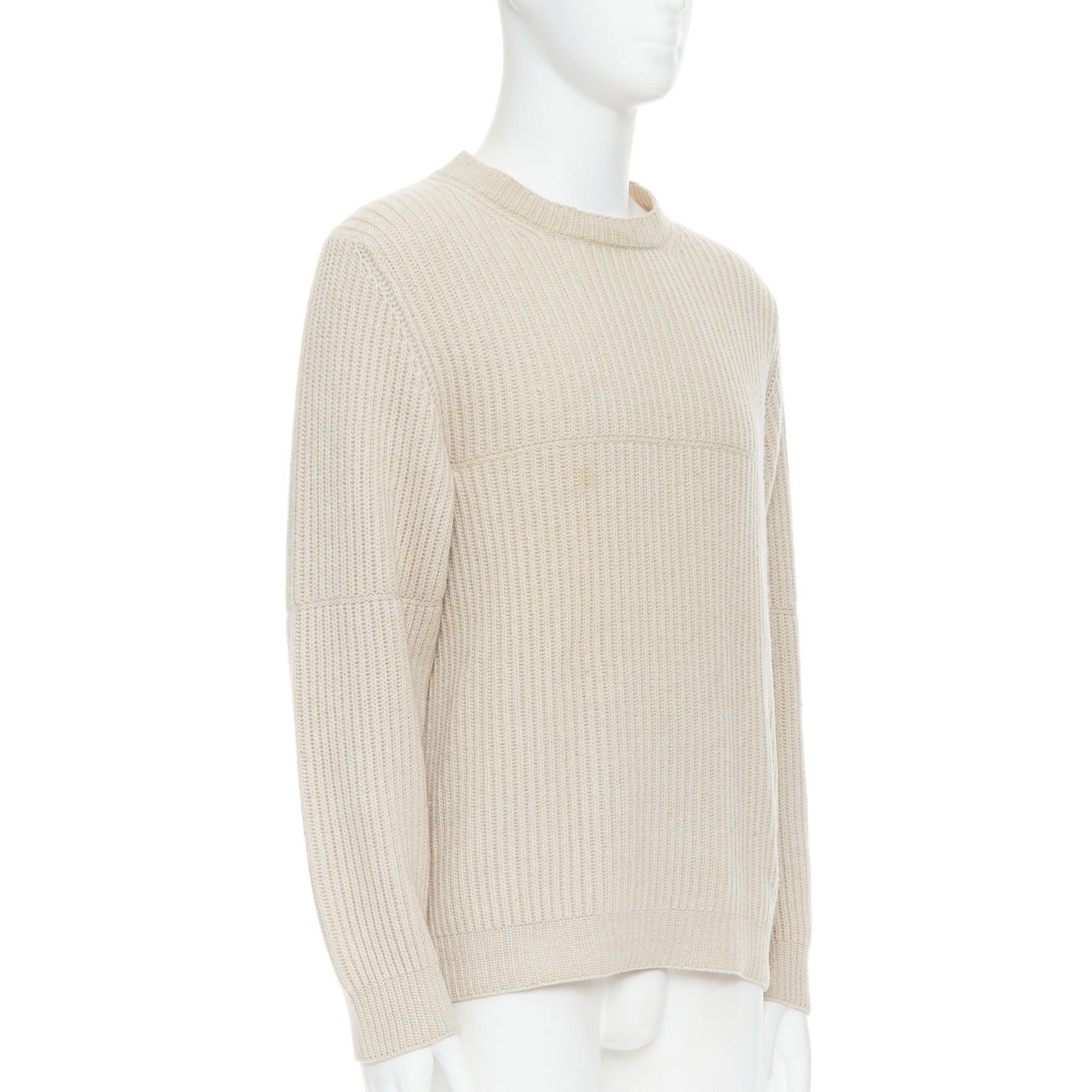 Ermenegildo Zegna ERMENEGILDO ZEGNA Pure Casshmere beige panelled rib sweater EU48 M Size US M / EU 48-50 / 2 - 3 Thumbnail
