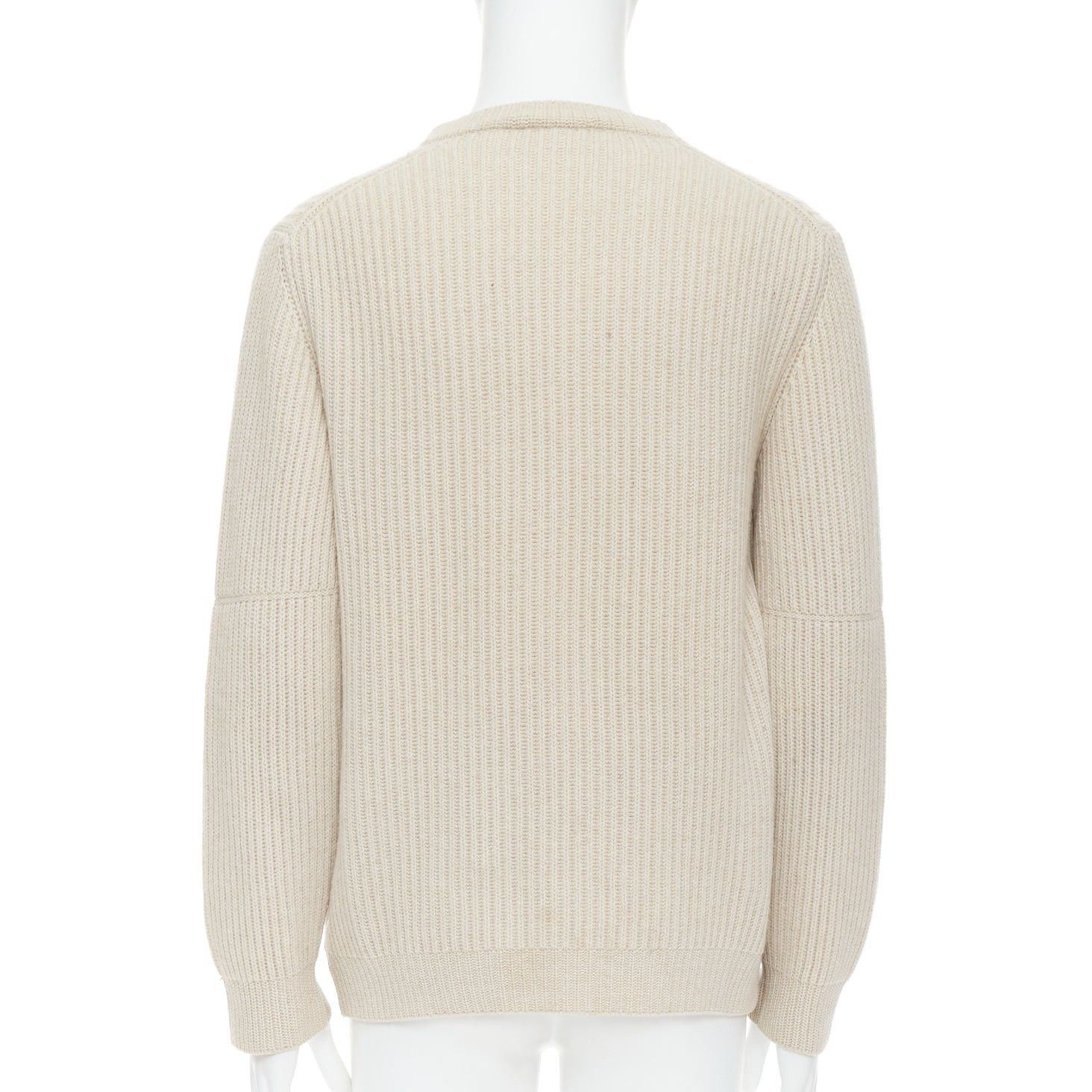 Ermenegildo Zegna ERMENEGILDO ZEGNA Pure Casshmere beige panelled rib sweater EU48 M Size US M / EU 48-50 / 2 - 5 Thumbnail