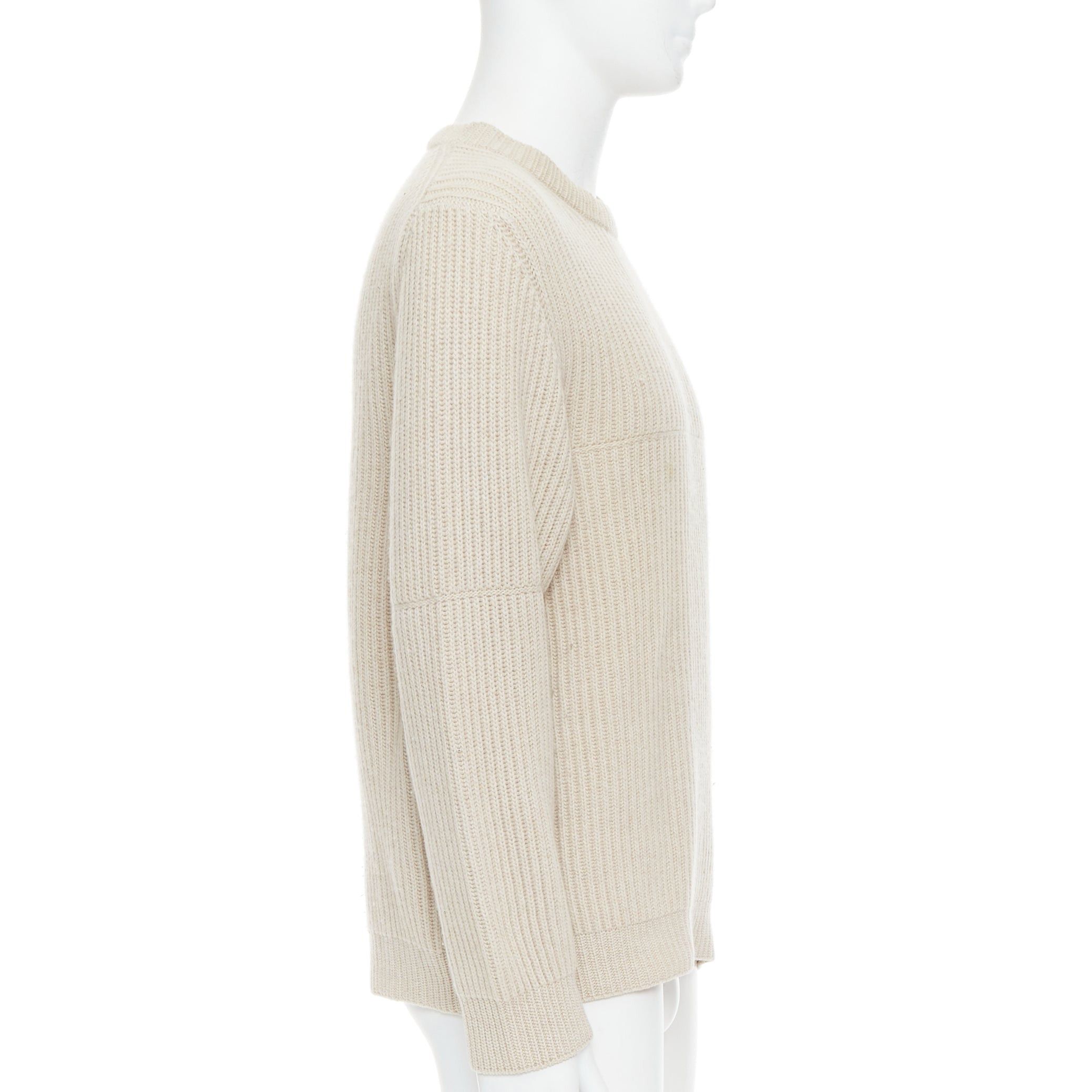 Ermenegildo Zegna ERMENEGILDO ZEGNA Pure Casshmere beige panelled rib sweater EU48 M Size US M / EU 48-50 / 2 - 4 Thumbnail