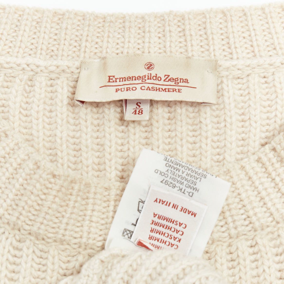 Ermenegildo Zegna ERMENEGILDO ZEGNA Pure Casshmere beige panelled rib sweater EU48 M Size US M / EU 48-50 / 2 - 8 Thumbnail