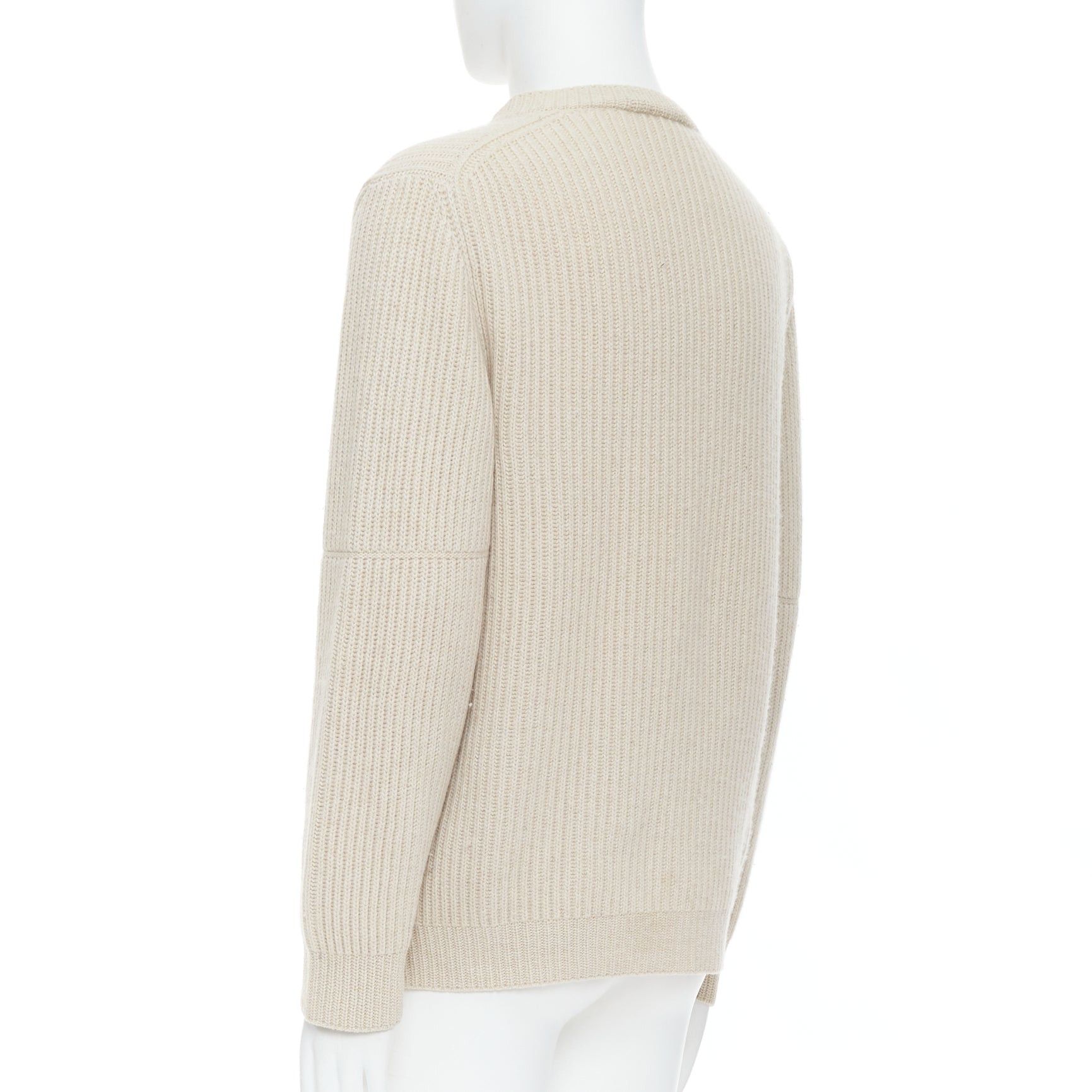 Ermenegildo Zegna ERMENEGILDO ZEGNA Pure Casshmere beige panelled rib sweater EU48 M Size US M / EU 48-50 / 2 - 6 Thumbnail