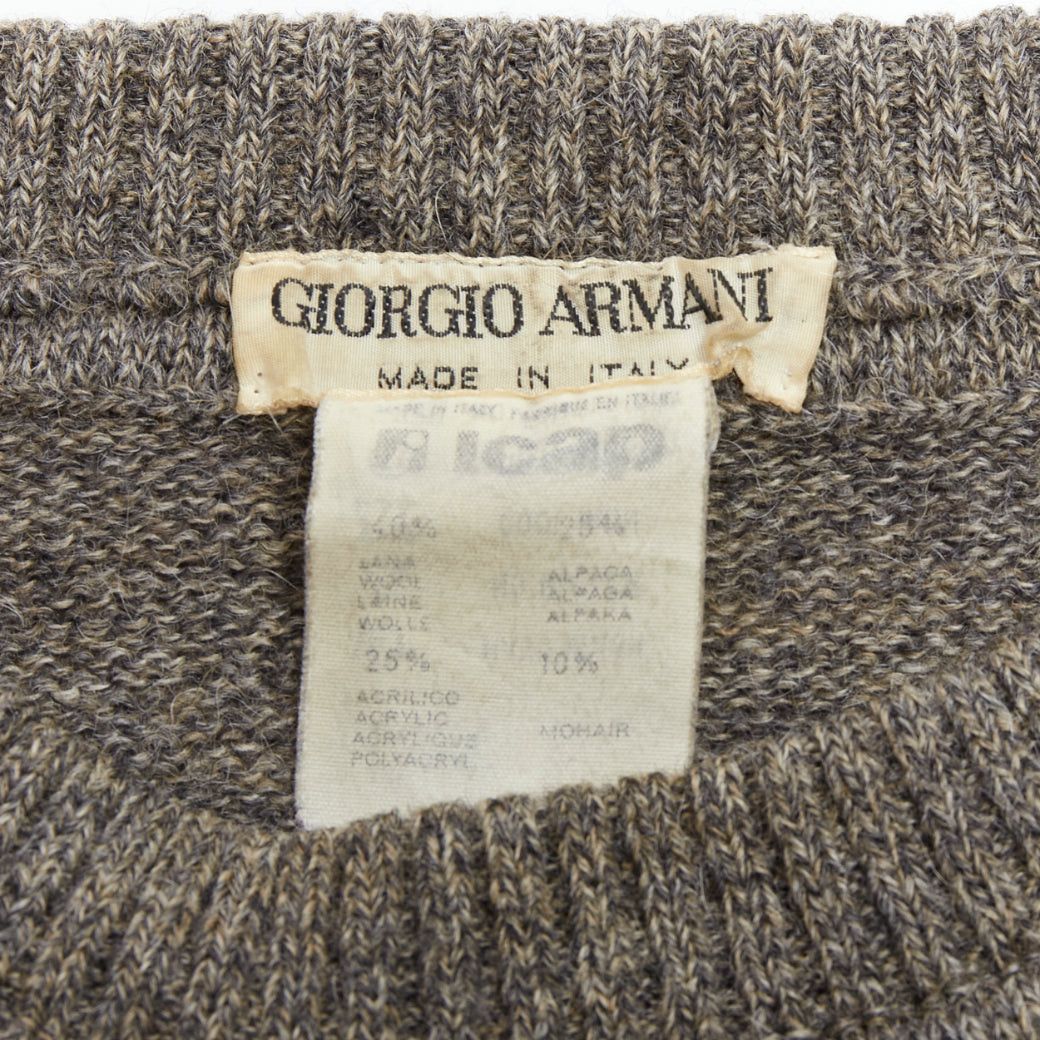 Giorgio Armani GIORGIO ARMANI grey alpaca mohair blend applique crew sweater Size US S / EU 44-46 / 1 - 8 Thumbnail