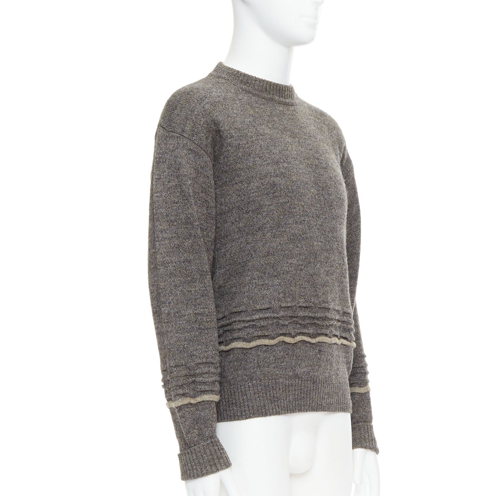 Giorgio Armani GIORGIO ARMANI grey alpaca mohair blend applique crew sweater Size US S / EU 44-46 / 1 - 3 Thumbnail