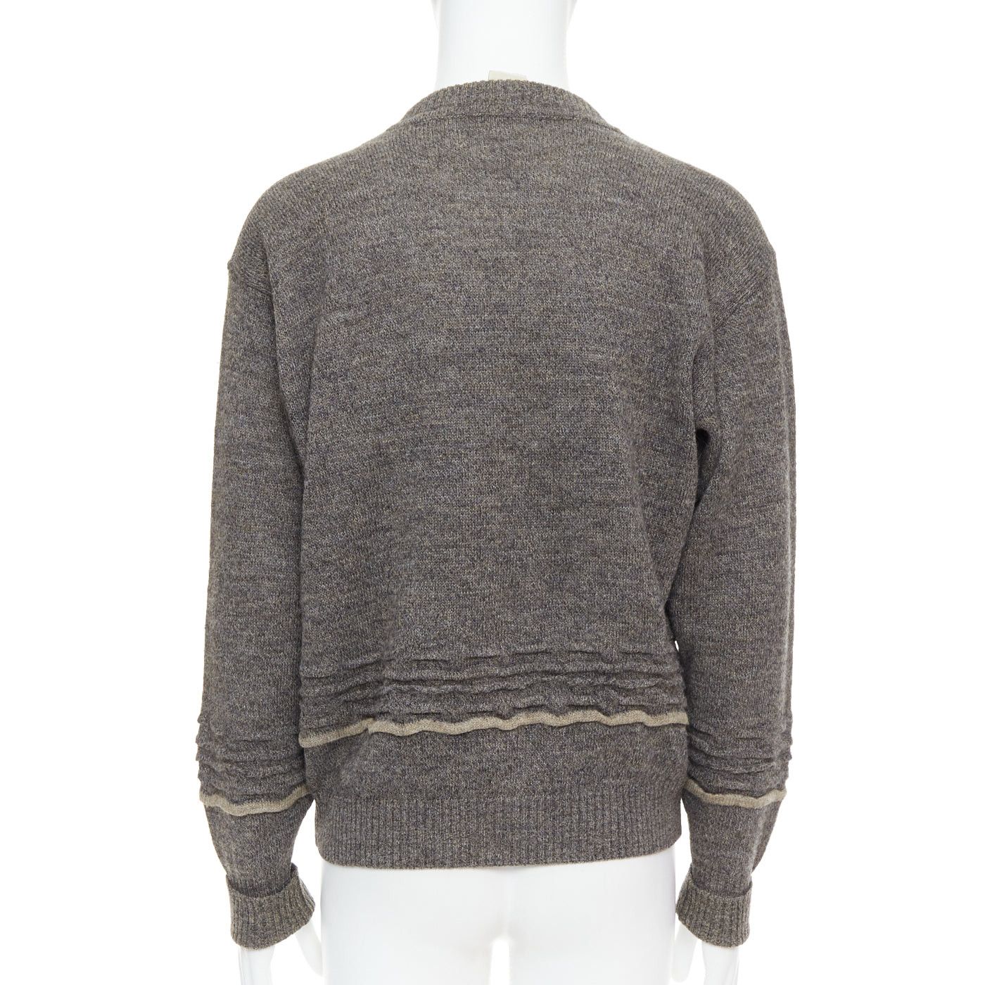 Giorgio Armani GIORGIO ARMANI grey alpaca mohair blend applique crew sweater Size US S / EU 44-46 / 1 - 5 Thumbnail