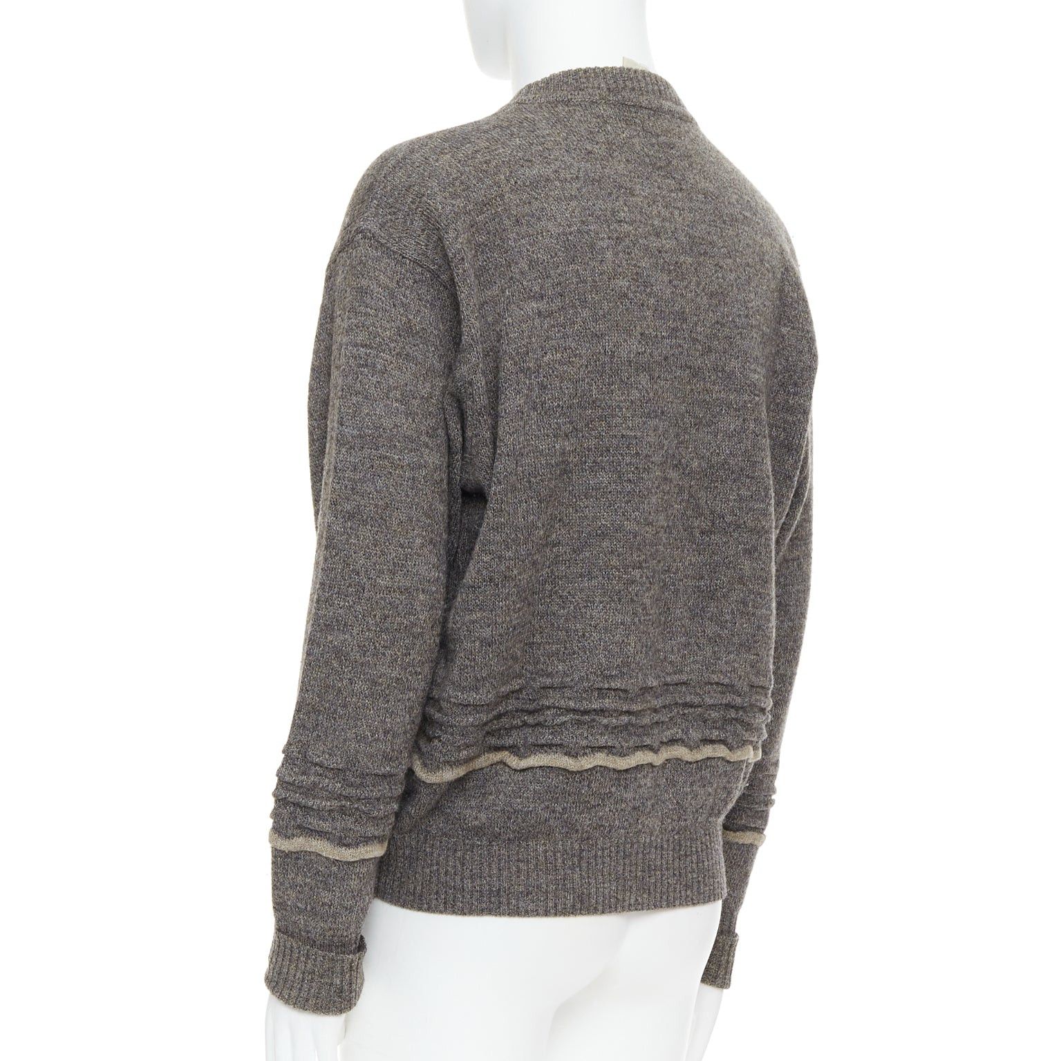 Giorgio Armani GIORGIO ARMANI grey alpaca mohair blend applique crew sweater Size US S / EU 44-46 / 1 - 6 Thumbnail