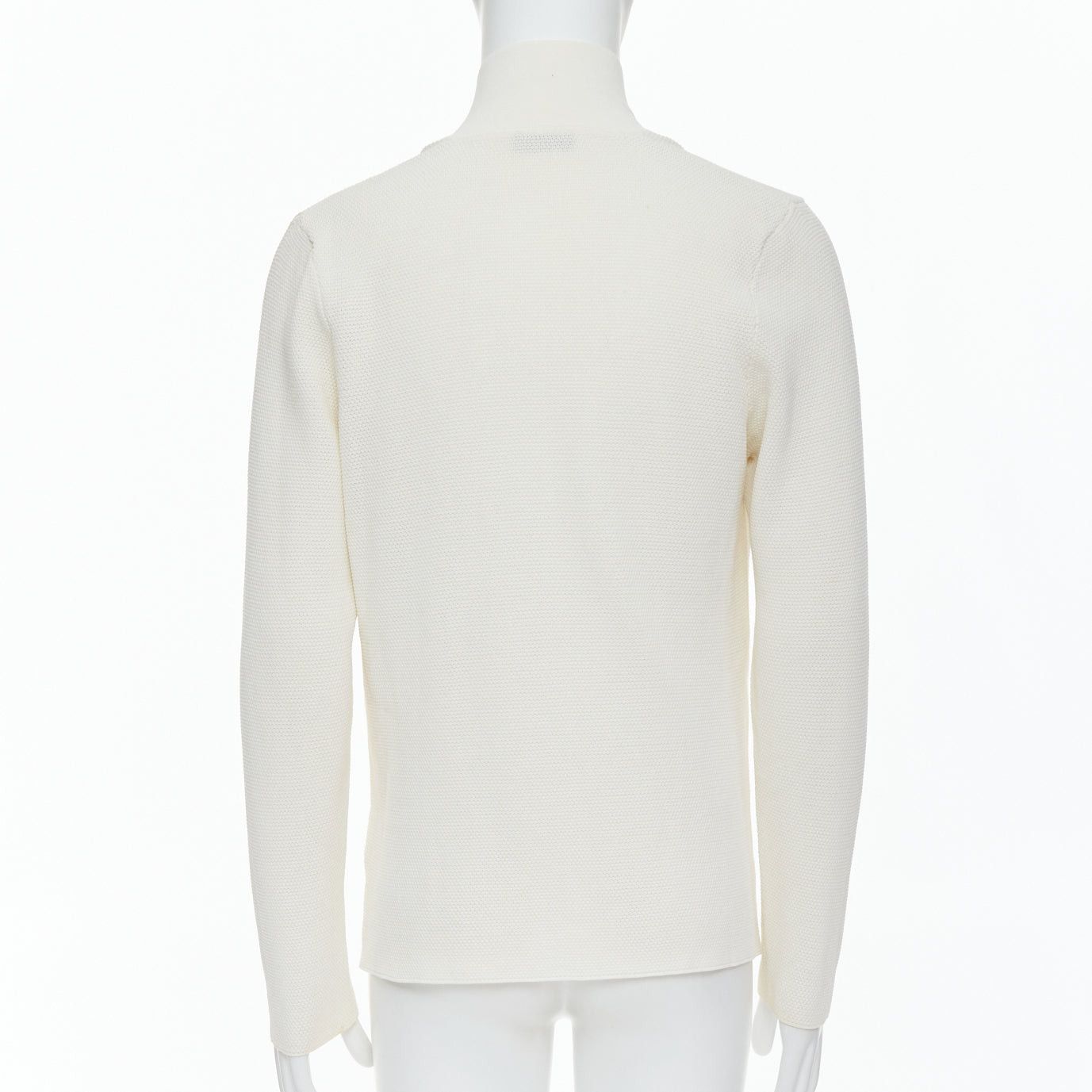 Lanvin LANVIN cream cotton skinny lapel knitted buttons pocketed blazer M Size 48R - 5 Thumbnail