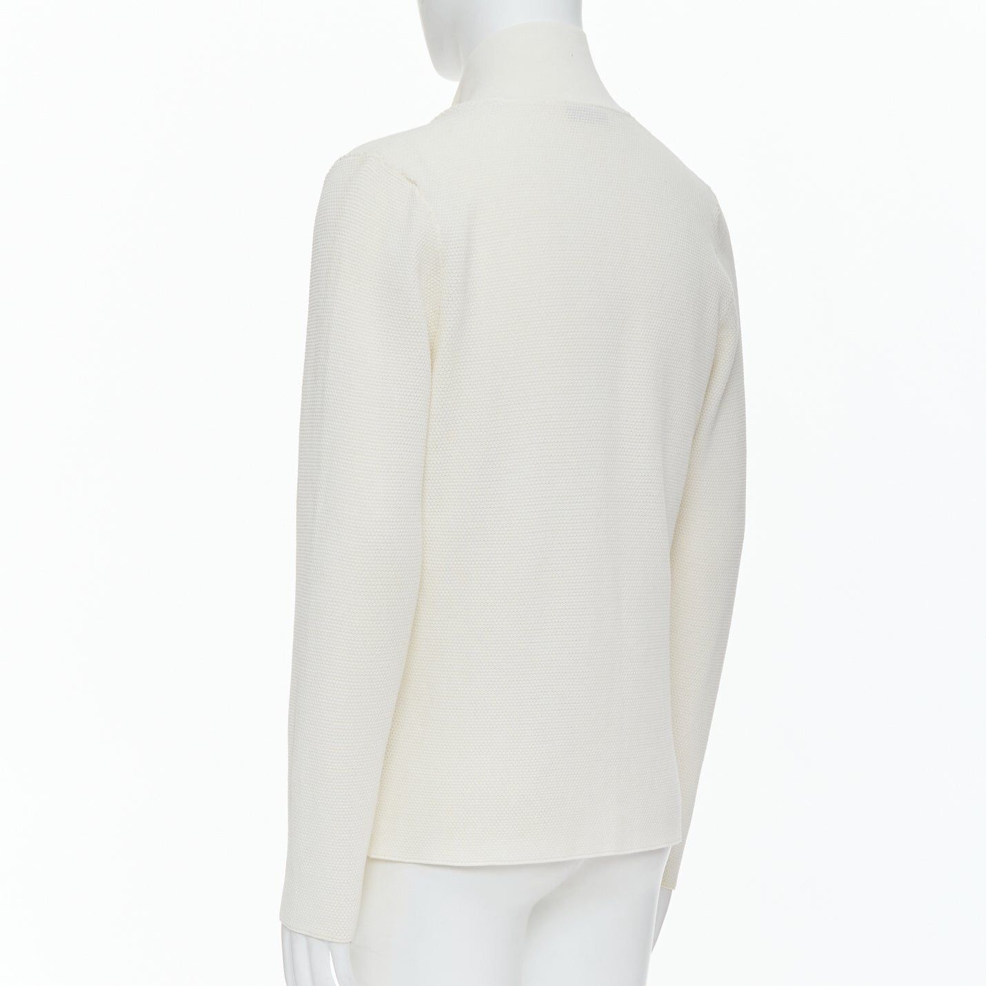 Lanvin LANVIN cream cotton skinny lapel knitted buttons pocketed blazer M Size 48R - 6 Thumbnail