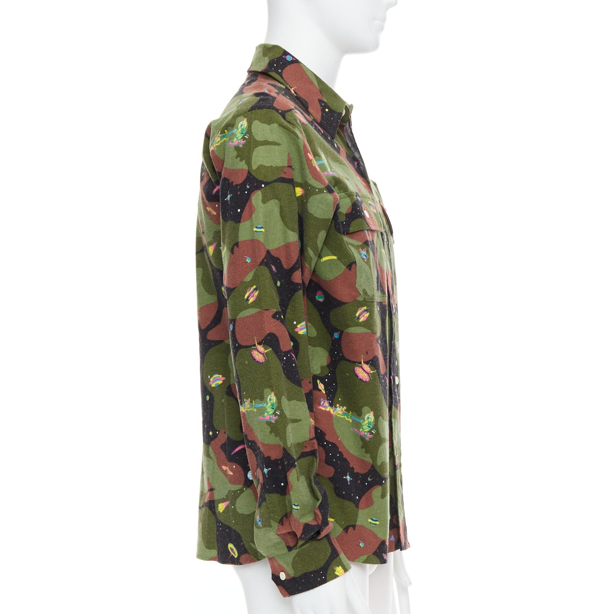 Billionaire Boys Club BILLIONAIRE BOYS CLUB green brown cotton camo UFO print shirt M Size US M / EU 48-50 / 2 - 4 Thumbnail