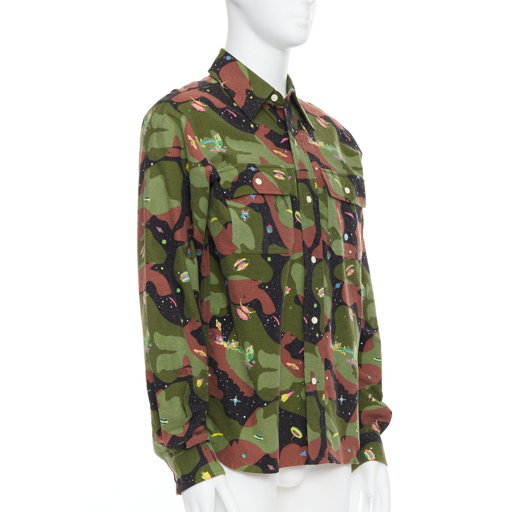 Billionaire Boys Club BILLIONAIRE BOYS CLUB green brown cotton camo UFO print shirt M Size US M / EU 48-50 / 2 - 3 Thumbnail