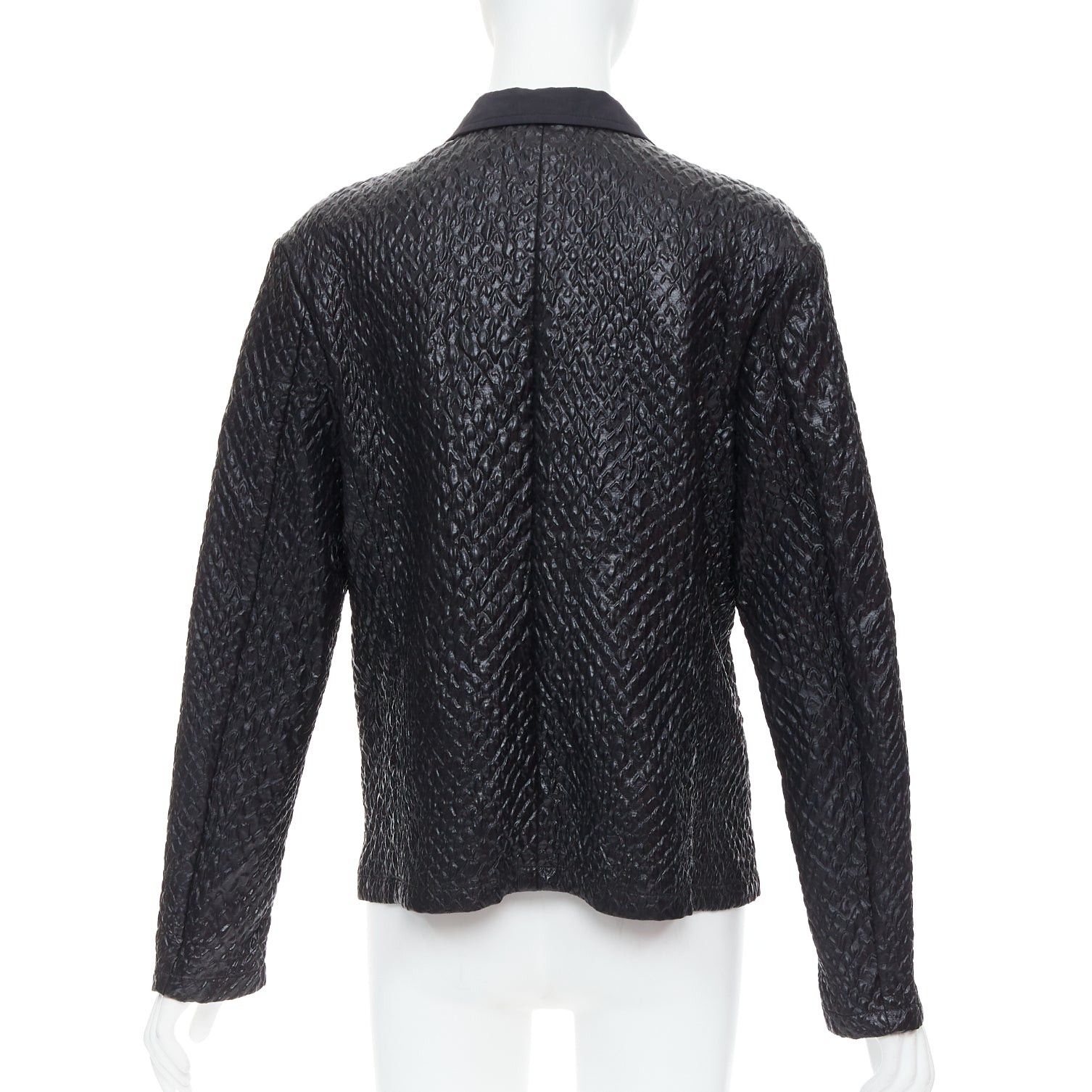 Lanvin LANVIN black textured fabric double breasted cropped jacket FR42 XL Size L / US 10 / IT 46 - 6 Thumbnail
