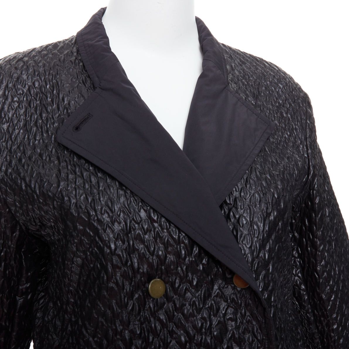 Lanvin LANVIN black textured fabric double breasted cropped jacket FR42 XL Size L / US 10 / IT 46 - 2 Thumbnail