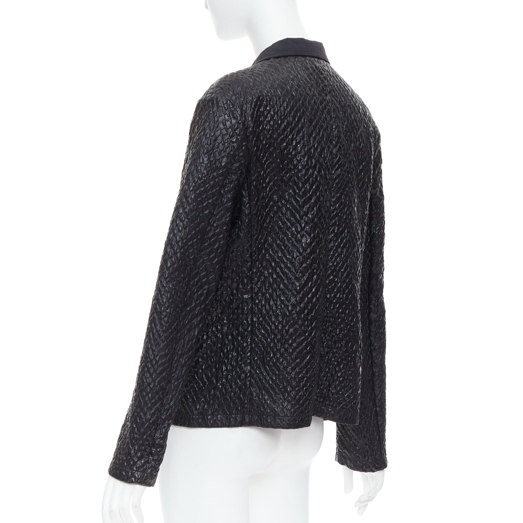 Lanvin LANVIN black textured fabric double breasted cropped jacket FR42 XL Size L / US 10 / IT 46 - 7 Thumbnail