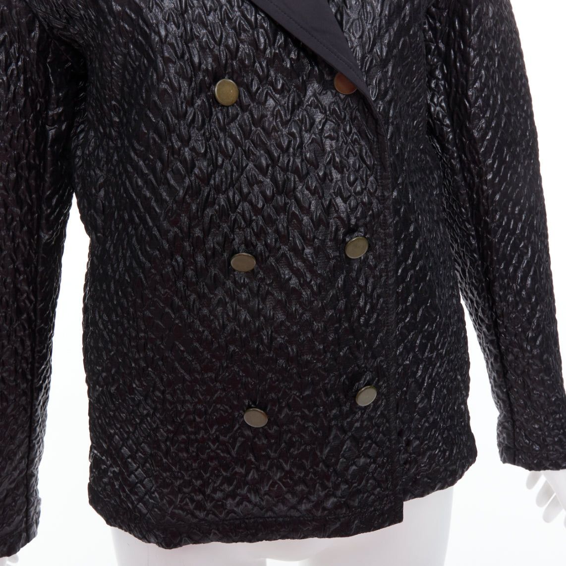 Lanvin LANVIN black textured fabric double breasted cropped jacket FR42 XL Size L / US 10 / IT 46 - 8 Thumbnail