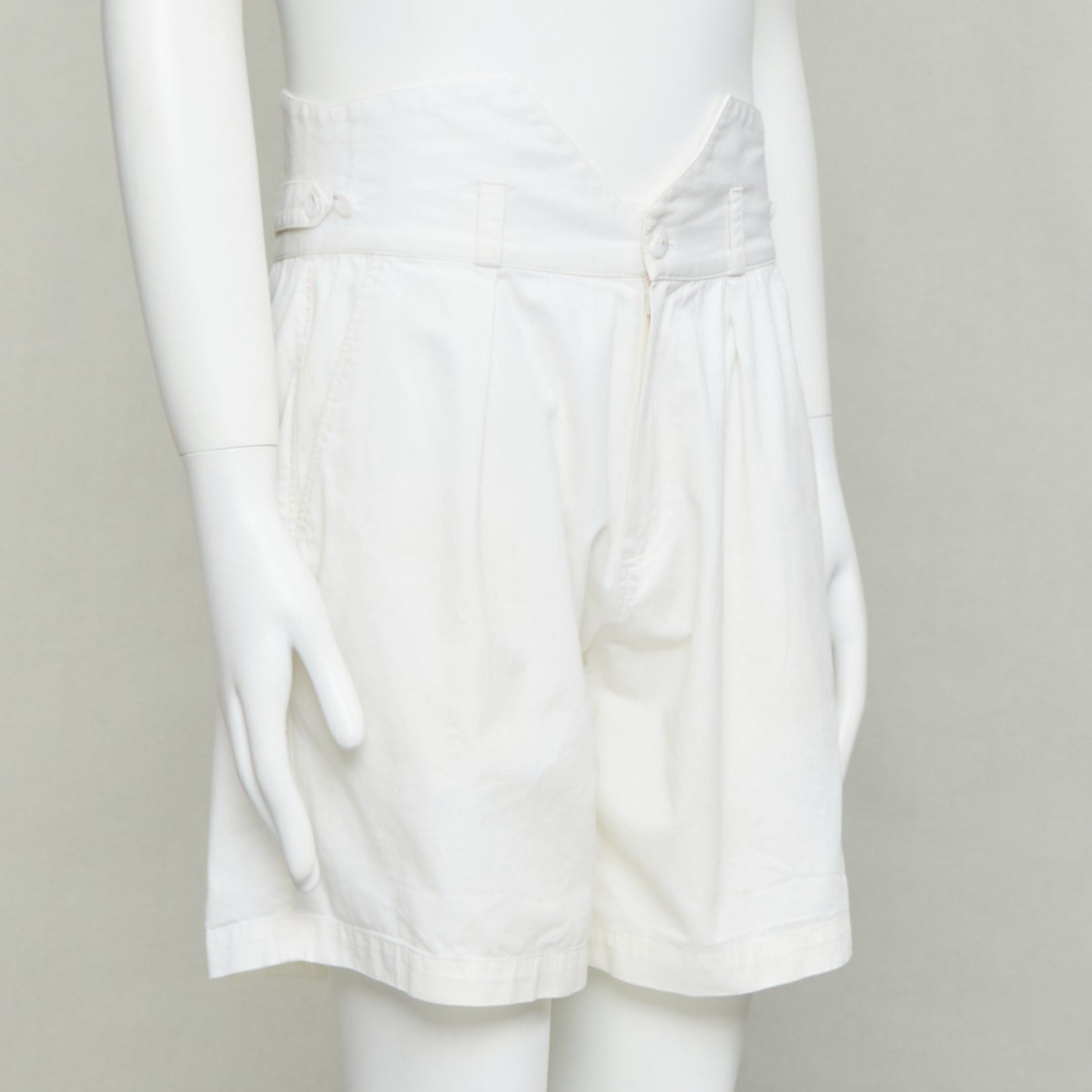 Raf Simons RAF SIMONS 2006 cream cotton high waist pleated front dress shorts EU50 L Size US 32 / EU 48 - 3 Thumbnail