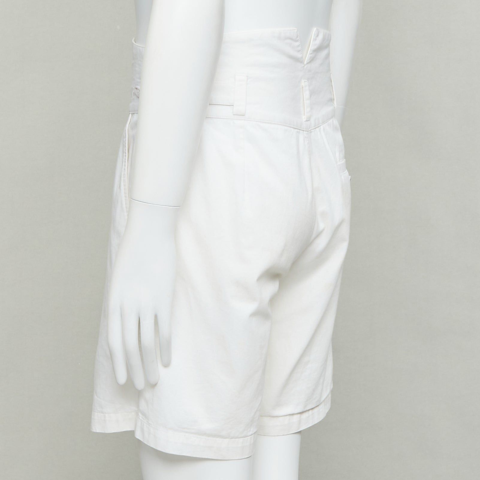 Raf Simons RAF SIMONS 2006 cream cotton high waist pleated front dress shorts EU50 L Size US 32 / EU 48 - 6 Thumbnail