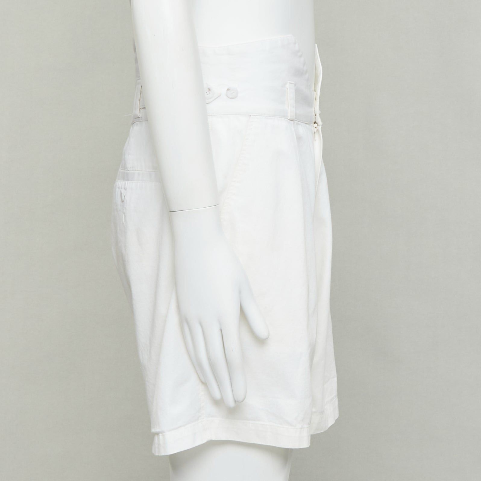 Raf Simons RAF SIMONS 2006 cream cotton high waist pleated front dress shorts EU50 L Size US 32 / EU 48 - 4 Thumbnail