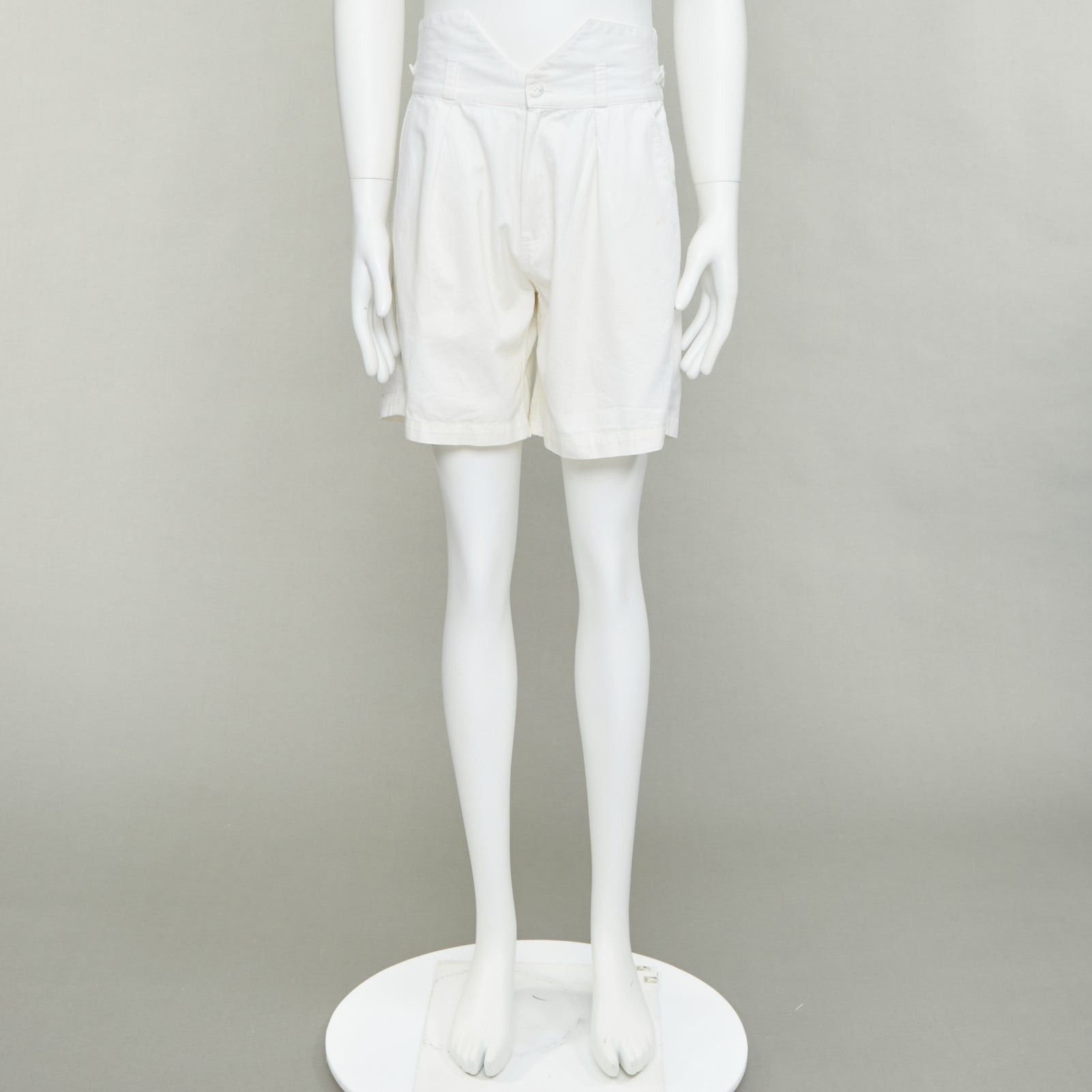 Raf Simons RAF SIMONS 2006 cream cotton high waist pleated front dress shorts EU50 L Size US 32 / EU 48 - 9 Thumbnail
