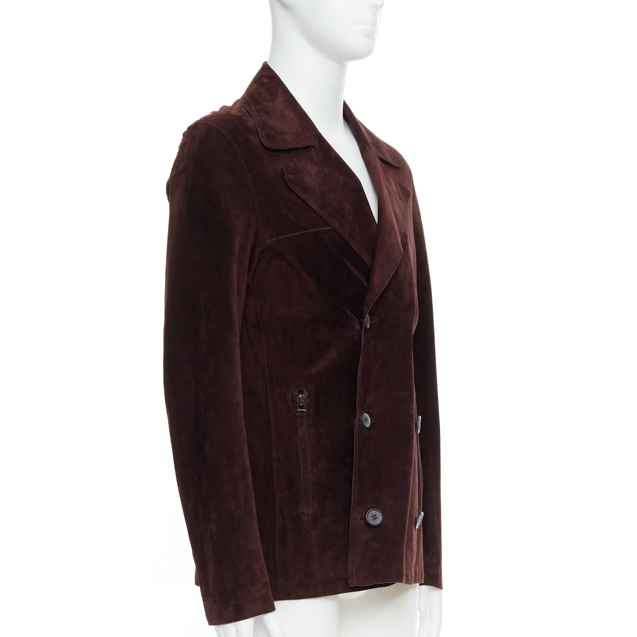 Lanvin LANVIN brown vegetable calfskin suede double breasted jacket FR48 M Size US M / EU 48-50 / 2 - 4 Thumbnail