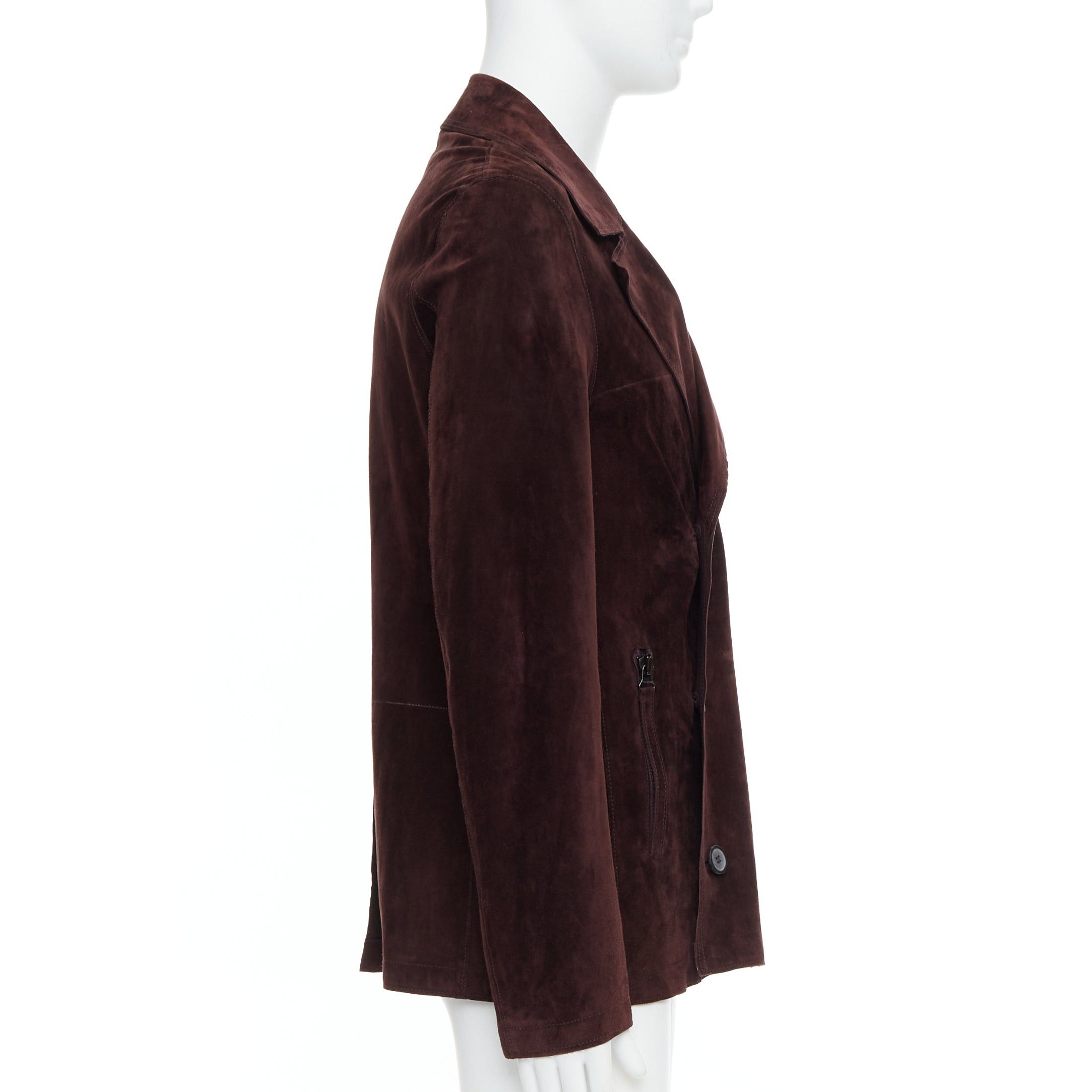 Lanvin LANVIN brown vegetable calfskin suede double breasted jacket FR48 M Size US M / EU 48-50 / 2 - 5 Thumbnail