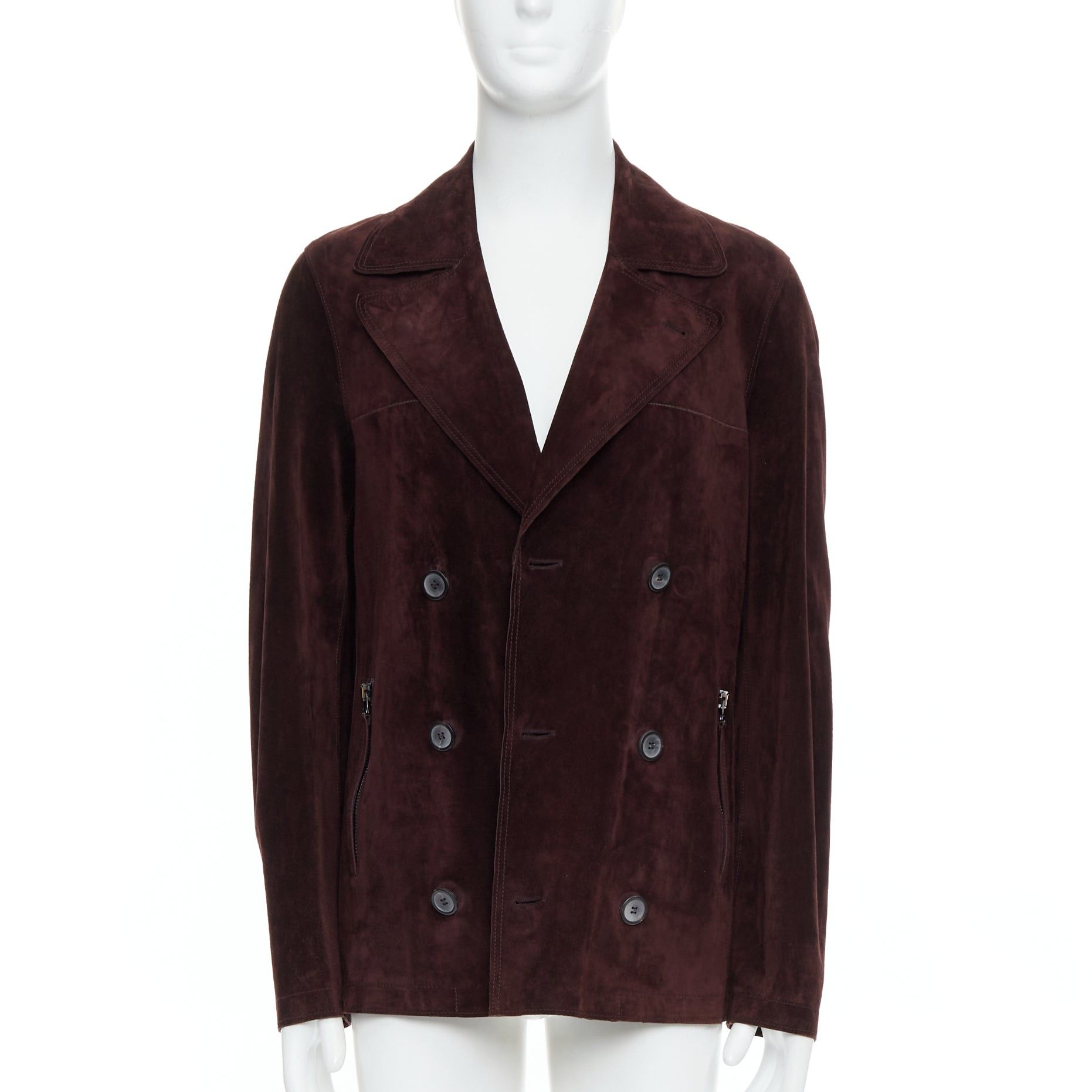 Lanvin LANVIN brown vegetable calfskin suede double breasted jacket FR48 M Size US M / EU 48-50 / 2 - 3 Thumbnail