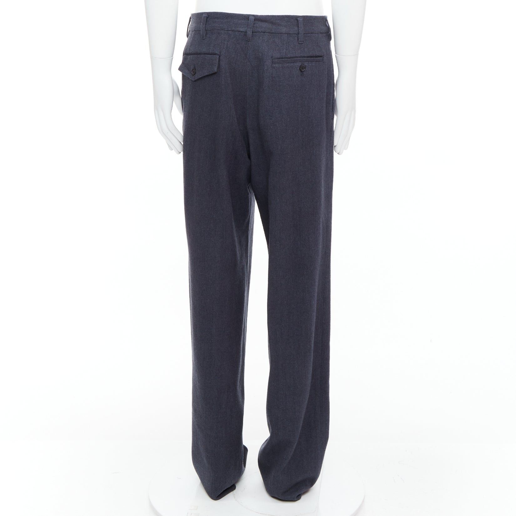 Yohji Yamamoto YOHJI YAMAMOTO Y's greyish blue wool blend pleated tapered pants JP4 XL Size US 28 / EU 44 - 5 Thumbnail