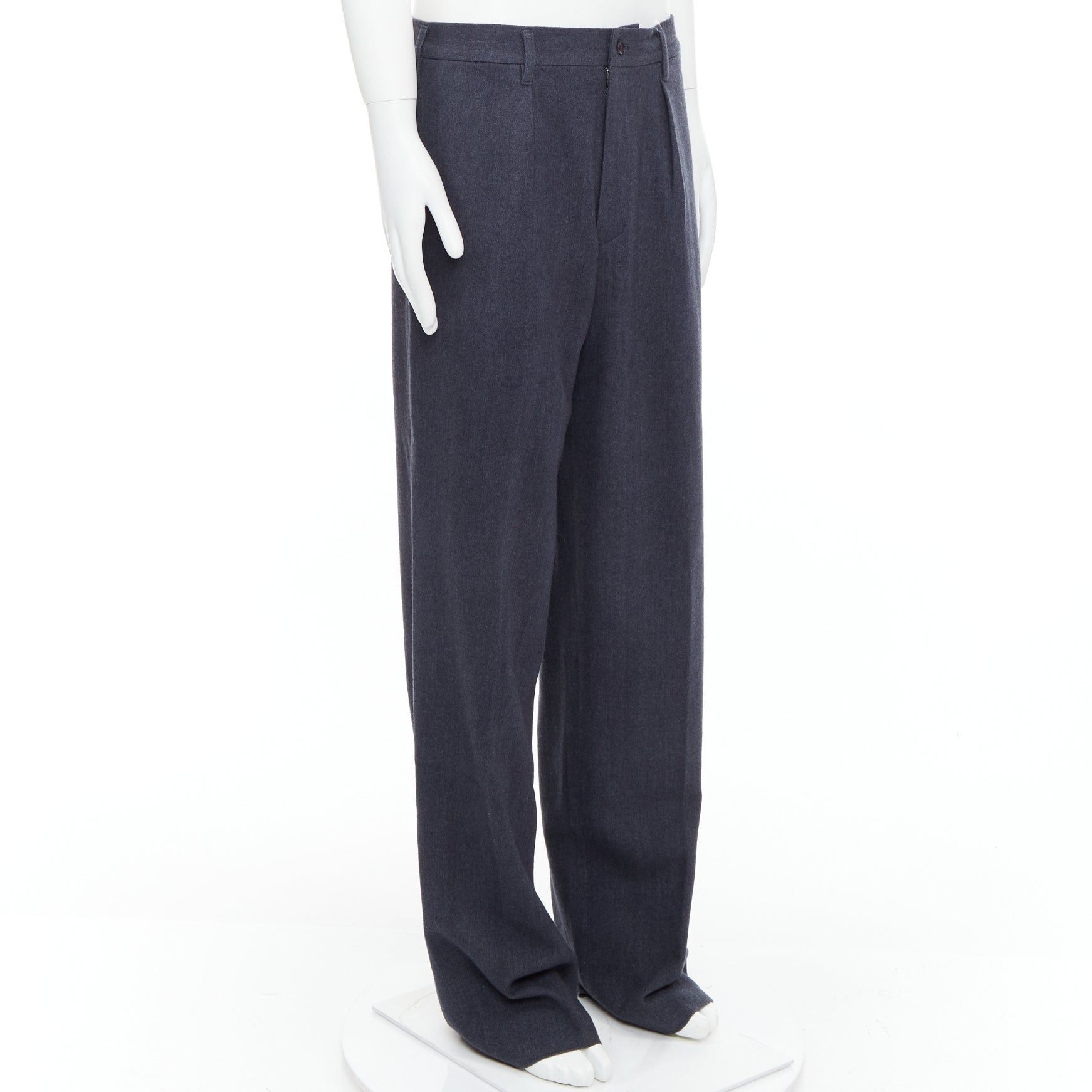 Yohji Yamamoto YOHJI YAMAMOTO Y's greyish blue wool blend pleated tapered pants JP4 XL Size US 28 / EU 44 - 3 Thumbnail