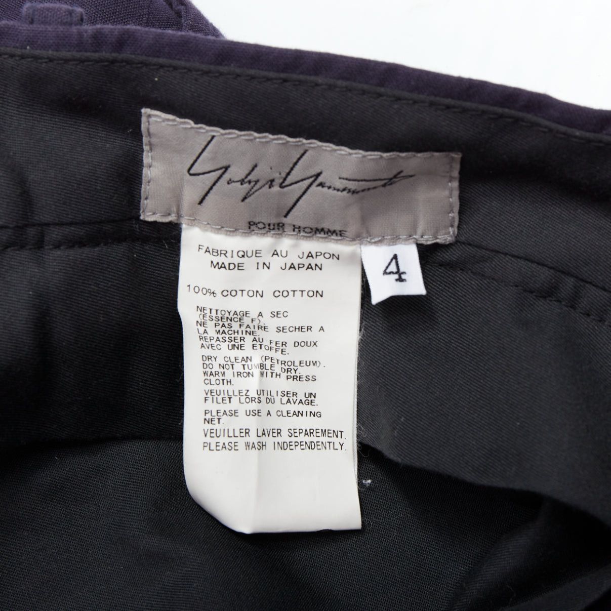 Yohji Yamamoto YOHJI YAMAMOTO navy 100% cotton pleated front tapered pants JP4 XL Size US 29 - 8 Thumbnail