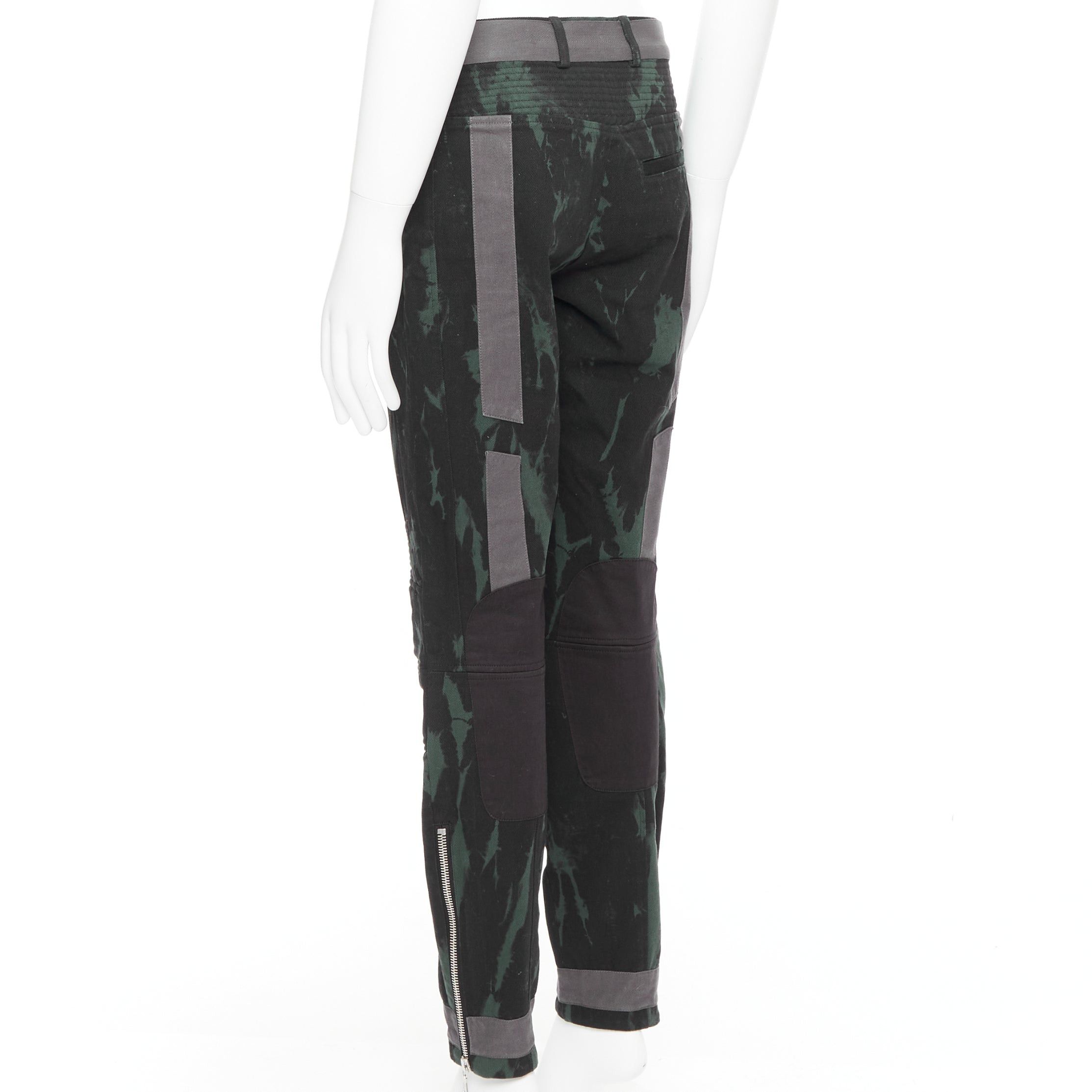 Dries Van Noten DRIES VAN NOTEN 2014 Runway green black grey tie dye print bondage biker jeans IT46 S Size US 28 / EU 44 - 6 Thumbnail