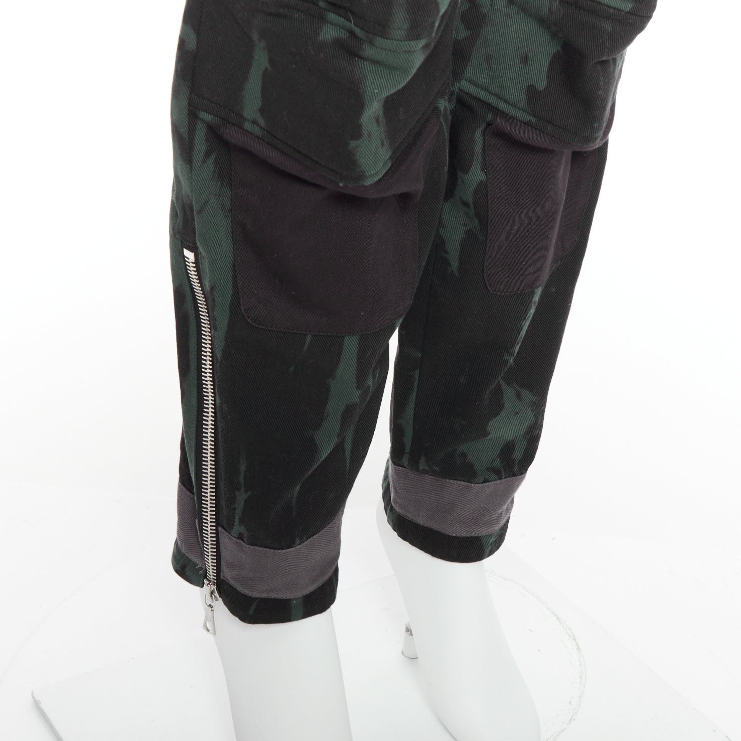 Dries Van Noten DRIES VAN NOTEN 2014 Runway green black grey tie dye print bondage biker jeans IT46 S Size US 28 / EU 44 - 7 Thumbnail