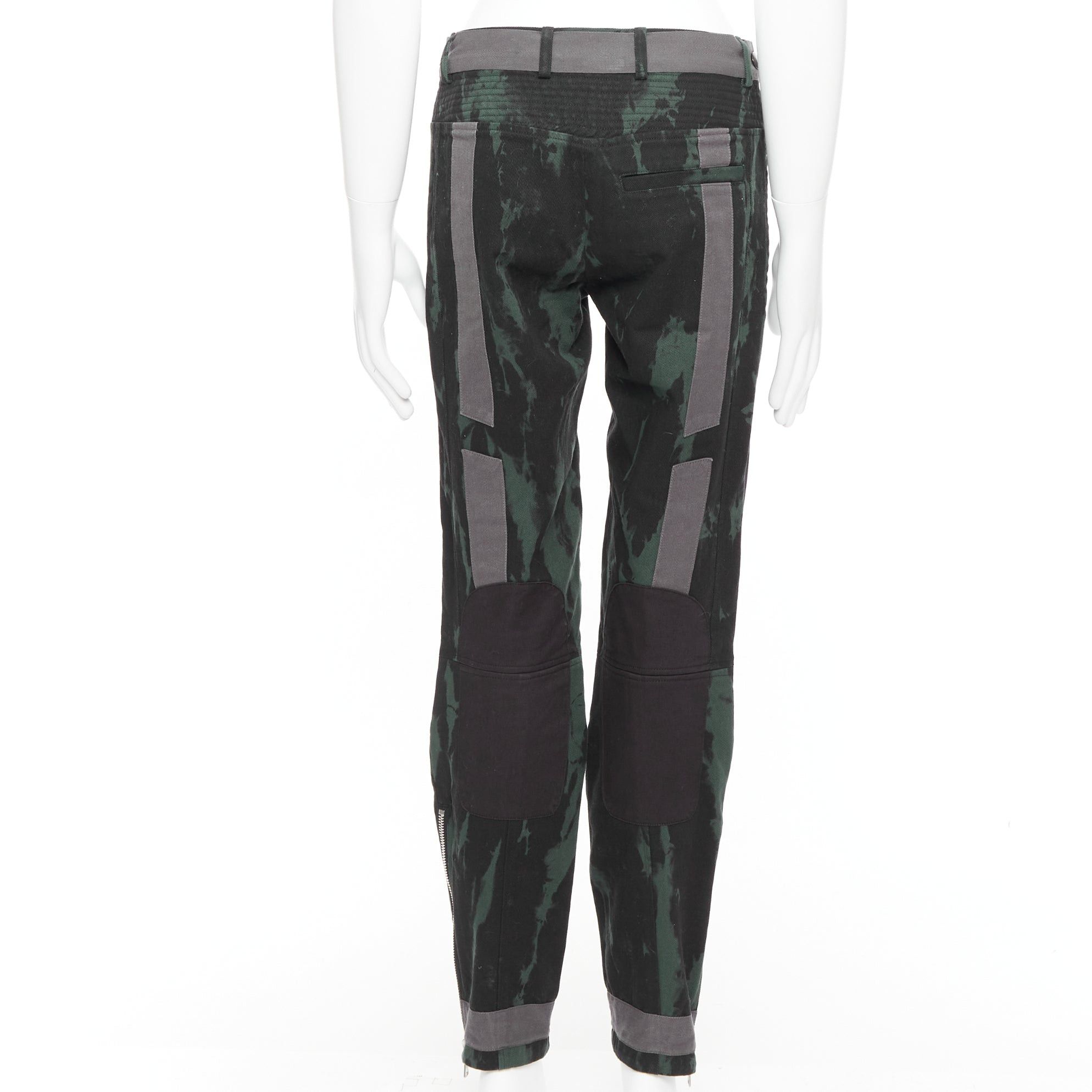 Dries Van Noten DRIES VAN NOTEN 2014 Runway green black grey tie dye print bondage biker jeans IT46 S Size US 28 / EU 44 - 5 Thumbnail