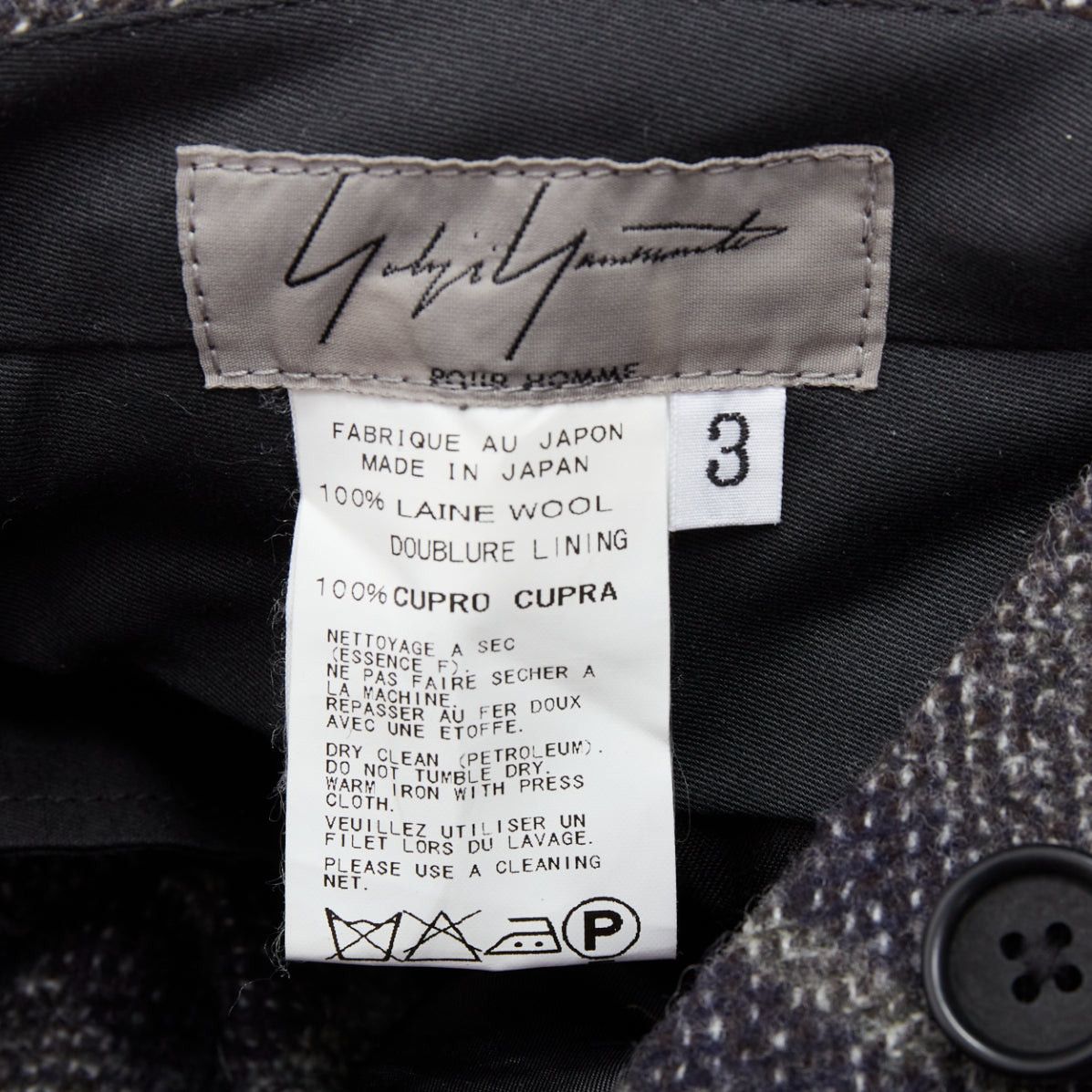 Yohji Yamamoto YOHJI YAMAMOTO grey blue 100% wool checkered wide tapered pants JP3 L Size US 29 - 8 Thumbnail