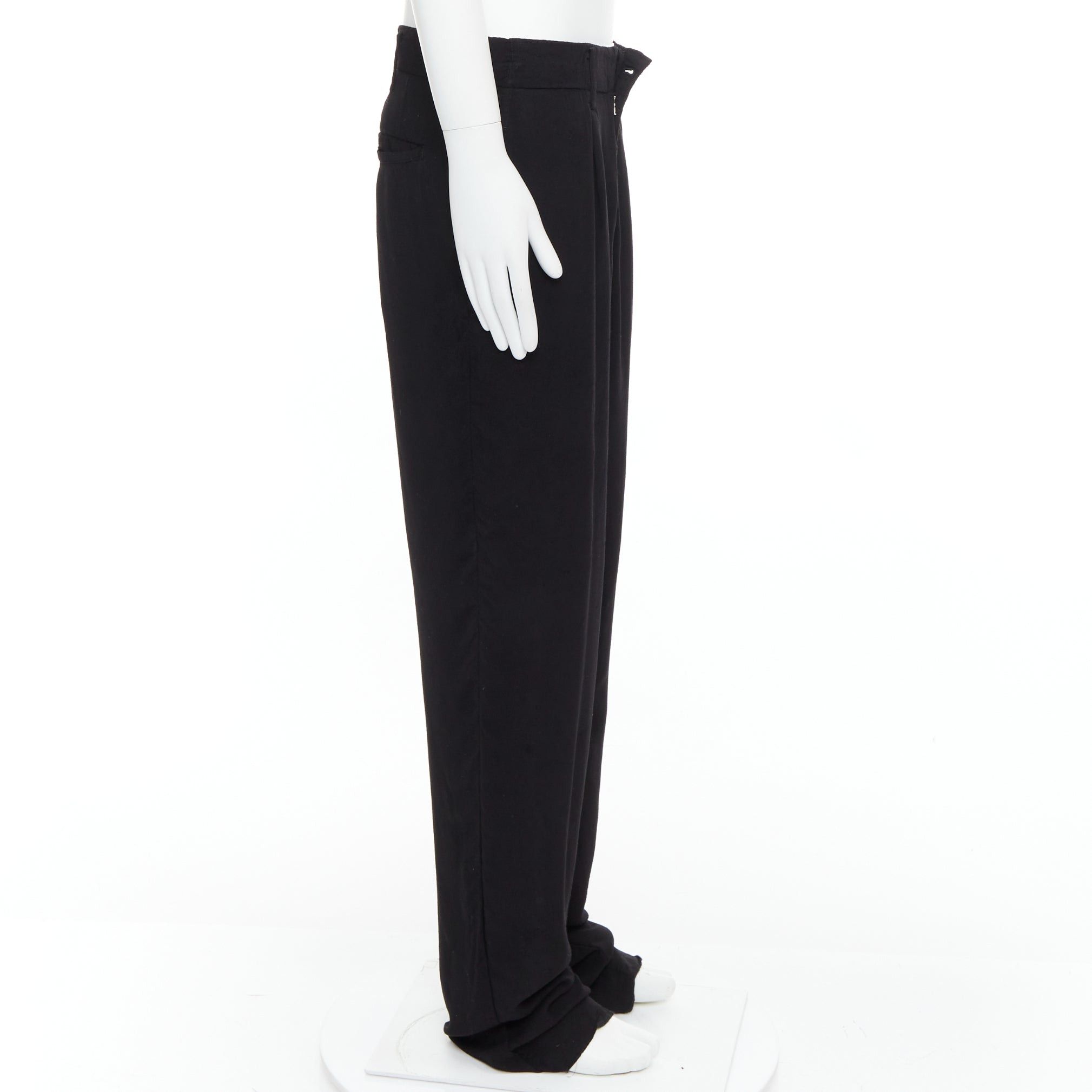 Yohji Yamamoto YOHJI YAMAMOTO Y's black rayon pleated front wide tapered pants JP3 L Size US 29 - 4 Thumbnail