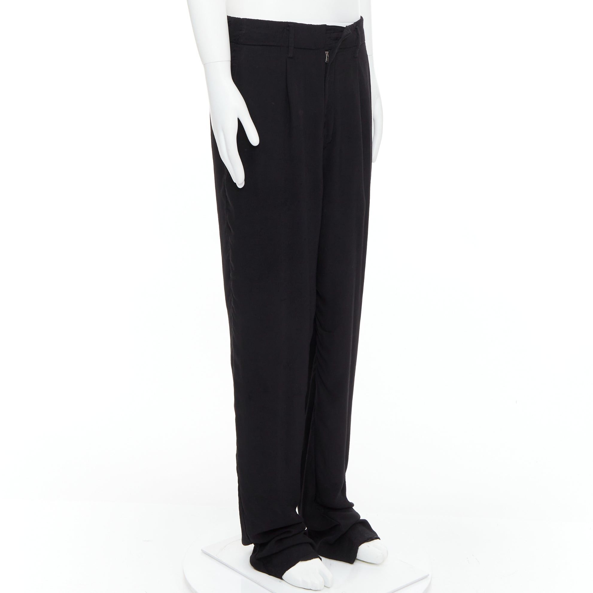 Yohji Yamamoto YOHJI YAMAMOTO Y's black rayon pleated front wide tapered pants JP3 L Size US 29 - 3 Thumbnail
