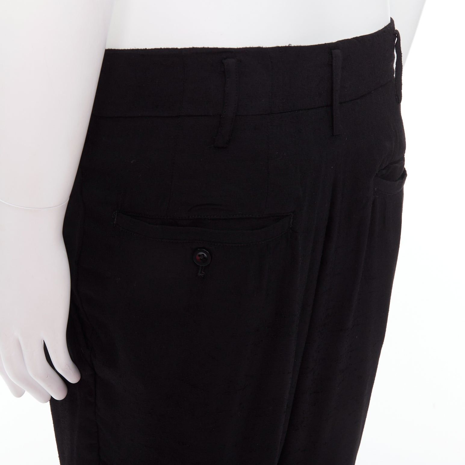 Yohji Yamamoto YOHJI YAMAMOTO Y's black rayon pleated front wide tapered pants JP3 L Size US 29 - 2 Thumbnail