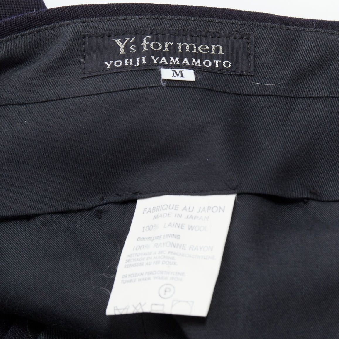 Yohji Yamamoto YOHJI YAMAMOTO Y's black 100% wool pleated front wide tapered pants M Size US 29 - 8 Thumbnail