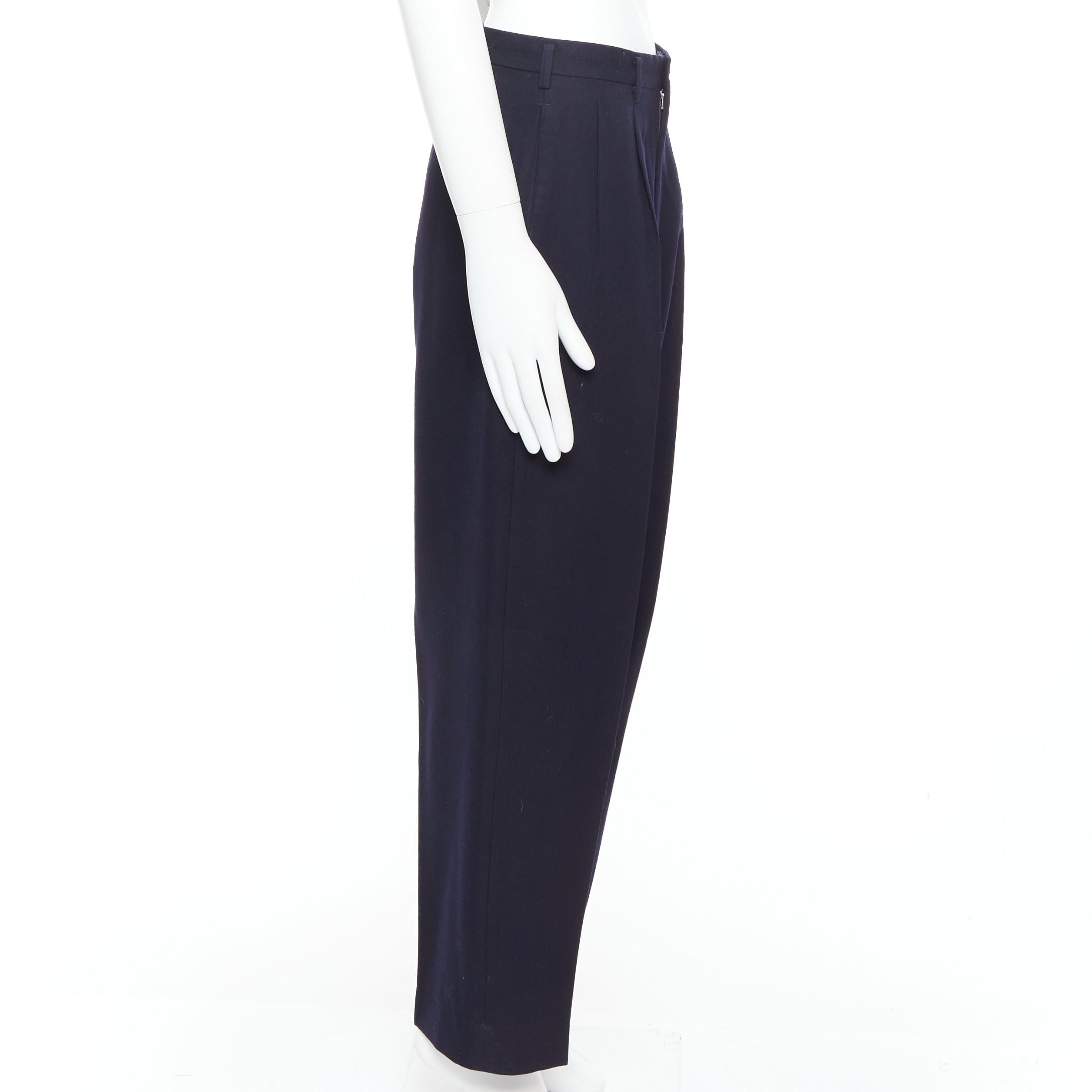Yohji Yamamoto YOHJI YAMAMOTO Y's black 100% wool pleated front wide tapered pants M Size US 29 - 4 Thumbnail