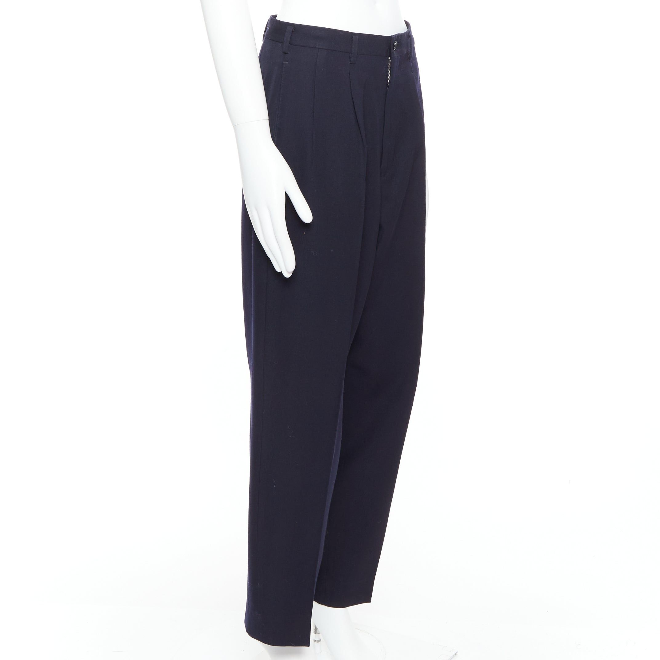 Yohji Yamamoto YOHJI YAMAMOTO Y's black 100% wool pleated front wide tapered pants M Size US 29 - 3 Thumbnail