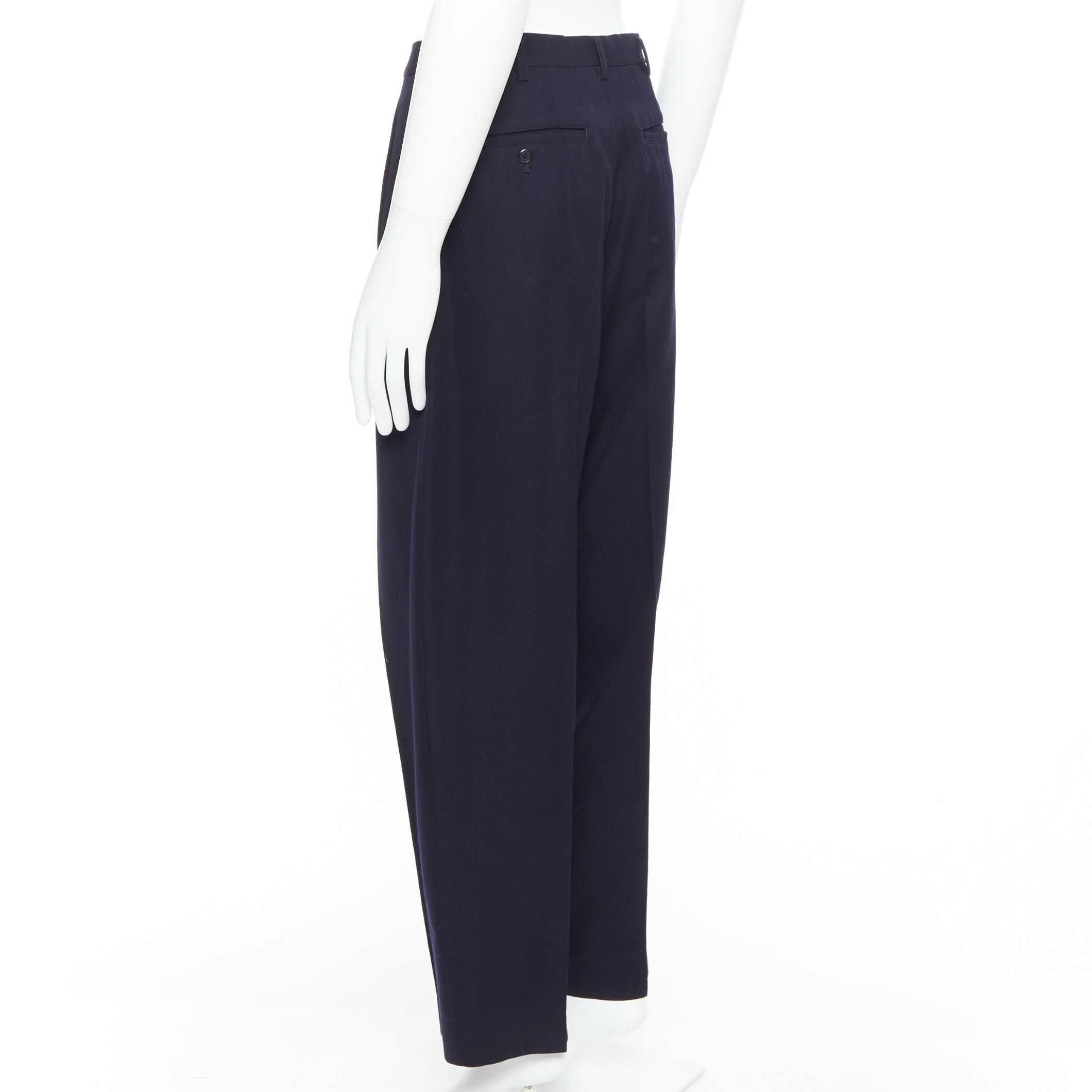 Yohji Yamamoto YOHJI YAMAMOTO Y's black 100% wool pleated front wide tapered pants M Size US 29 - 6 Thumbnail
