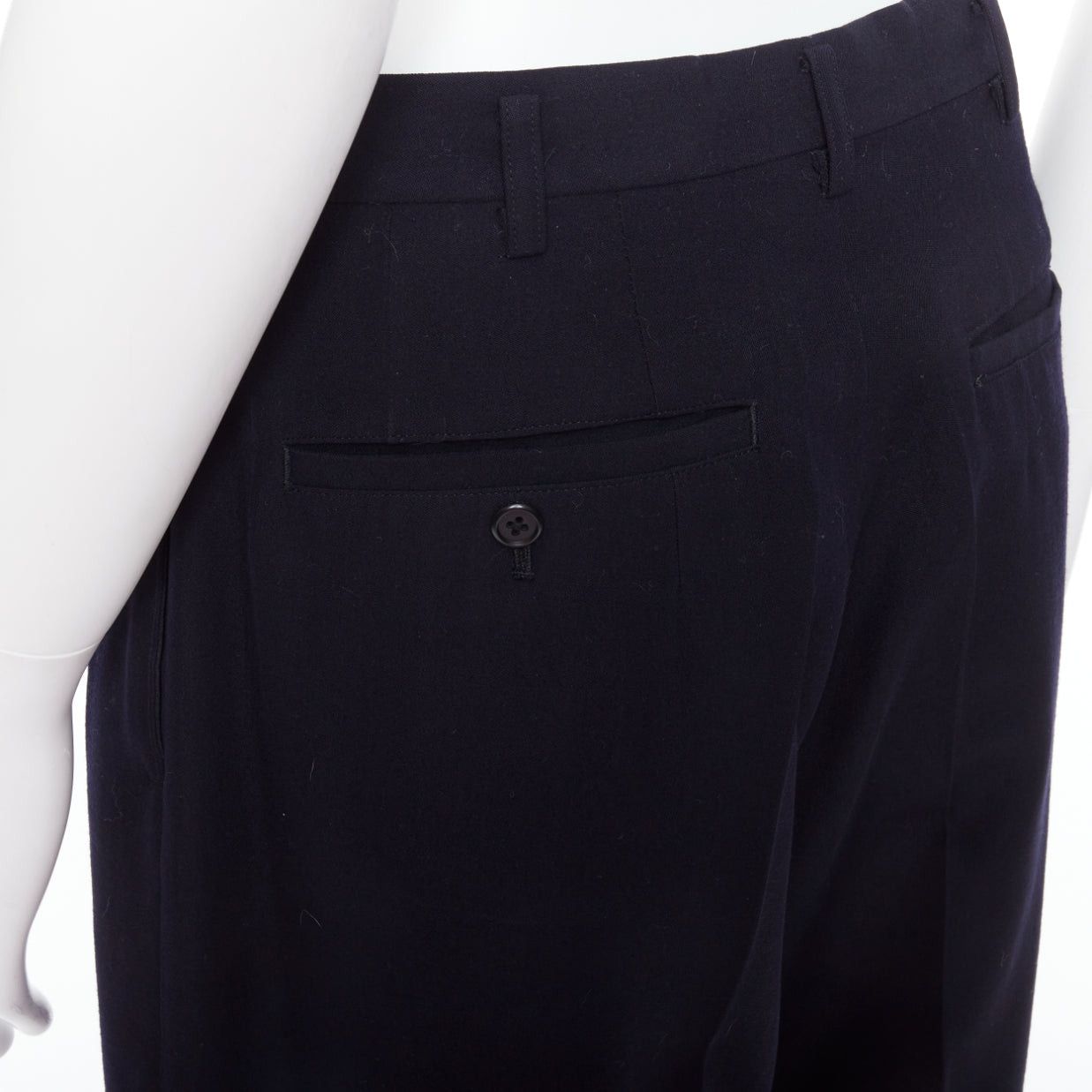 Yohji Yamamoto YOHJI YAMAMOTO Y's black 100% wool pleated front wide tapered pants M Size US 29 - 7 Thumbnail