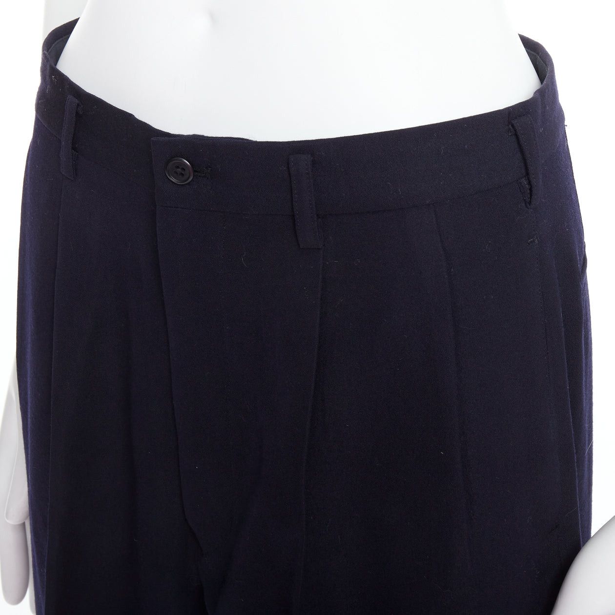 Yohji Yamamoto YOHJI YAMAMOTO Y's black 100% wool pleated front wide tapered pants M Size US 29 - 2 Thumbnail