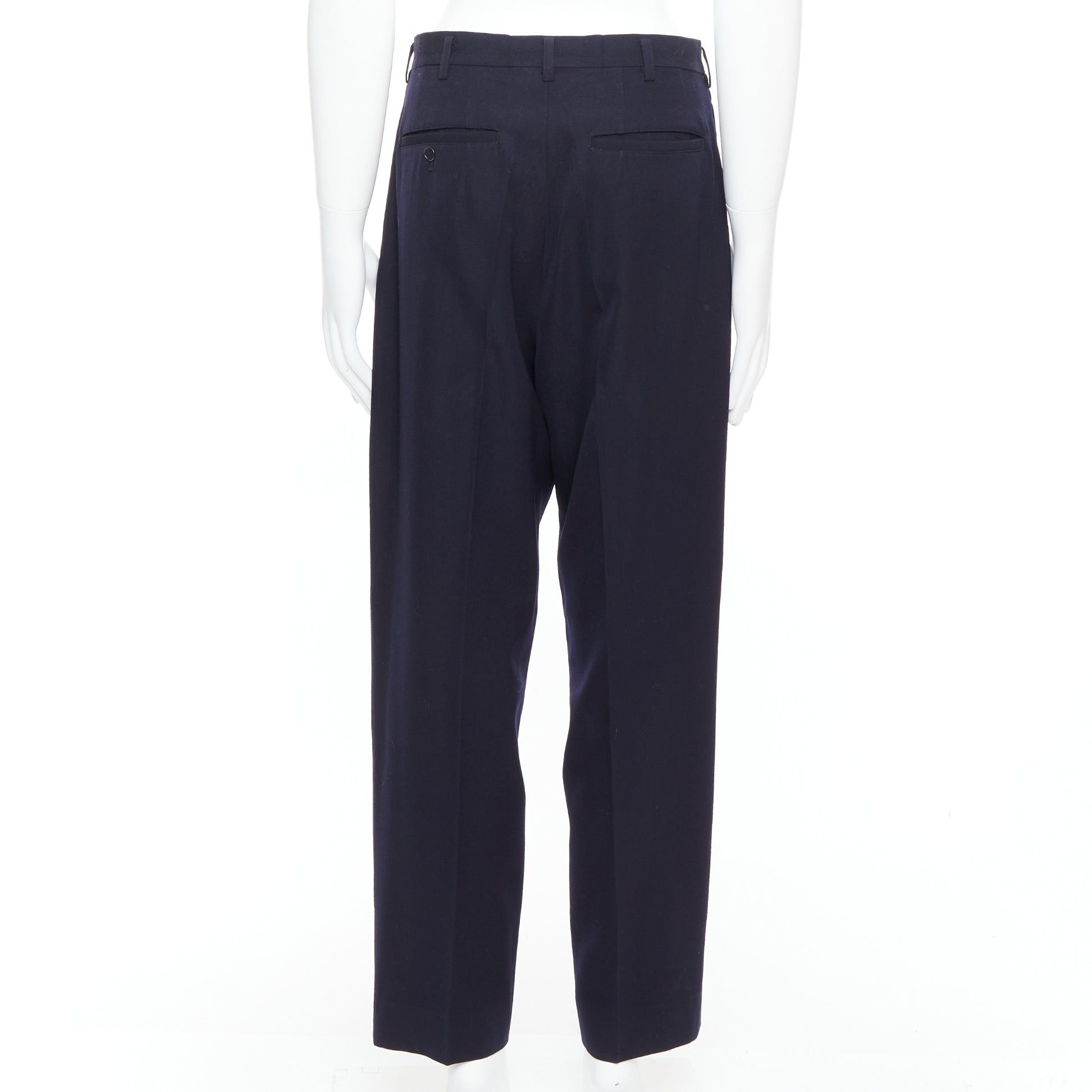 Yohji Yamamoto YOHJI YAMAMOTO Y's black 100% wool pleated front wide tapered pants M Size US 29 - 5 Thumbnail