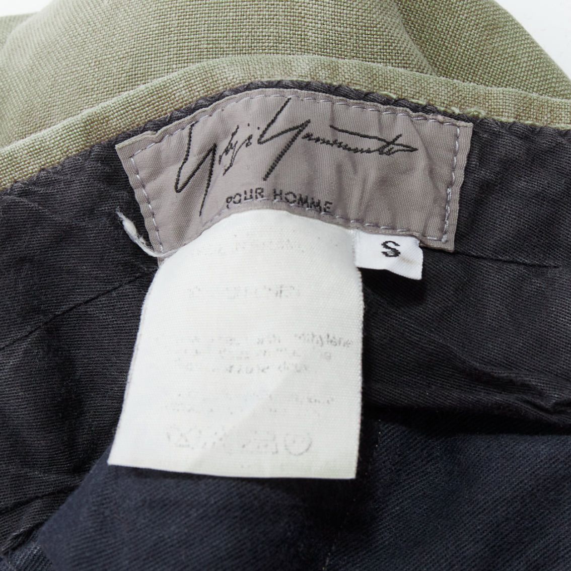 Yohji Yamamoto YOHJI YAMAMOTO khaki green linen pleated front tapered wide pants S Size US 29 - 8 Thumbnail