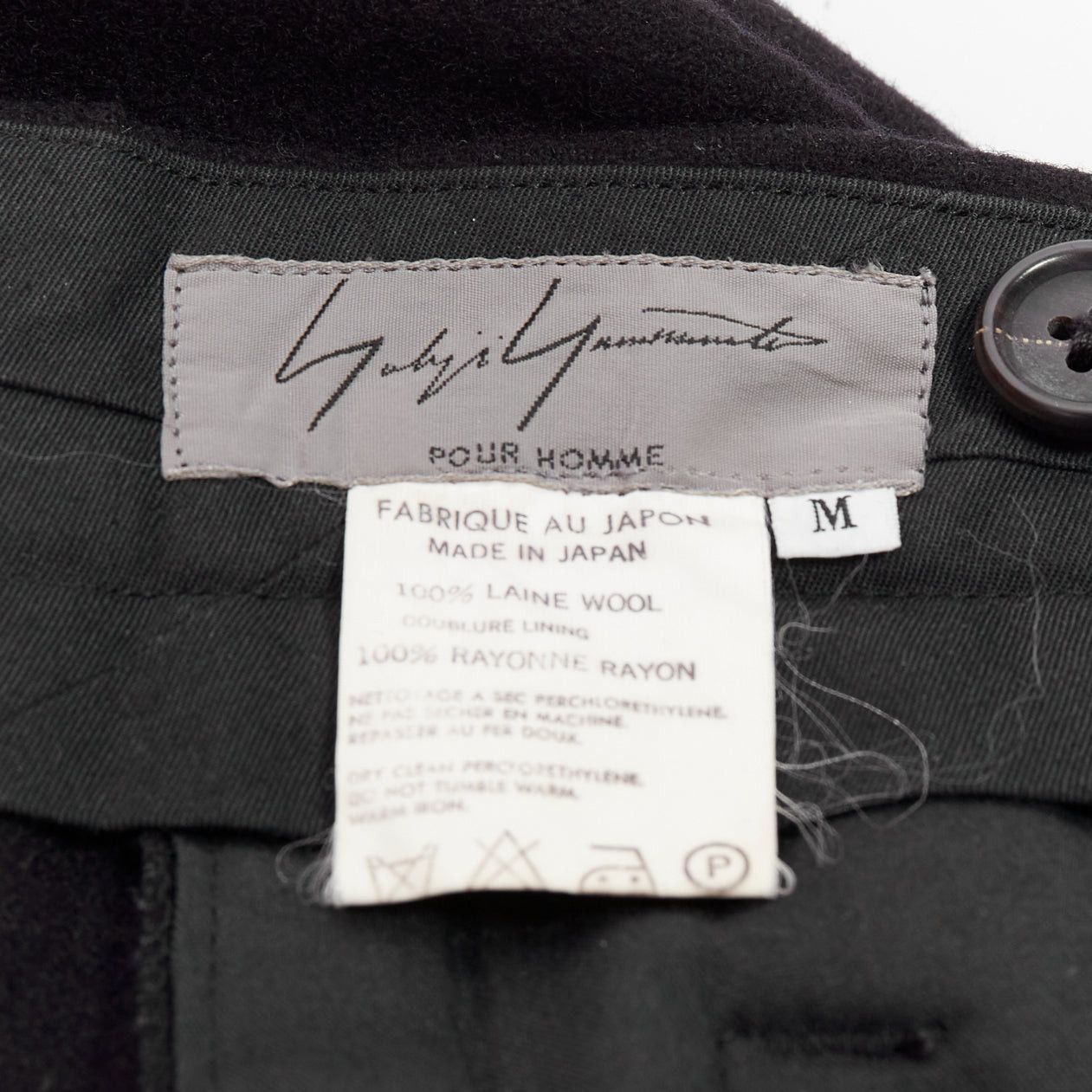 Yohji Yamamoto YOHJI YAMAMOTO navy 100% wool pleated front back flap tapered pants M Size US 29 - 8 Thumbnail