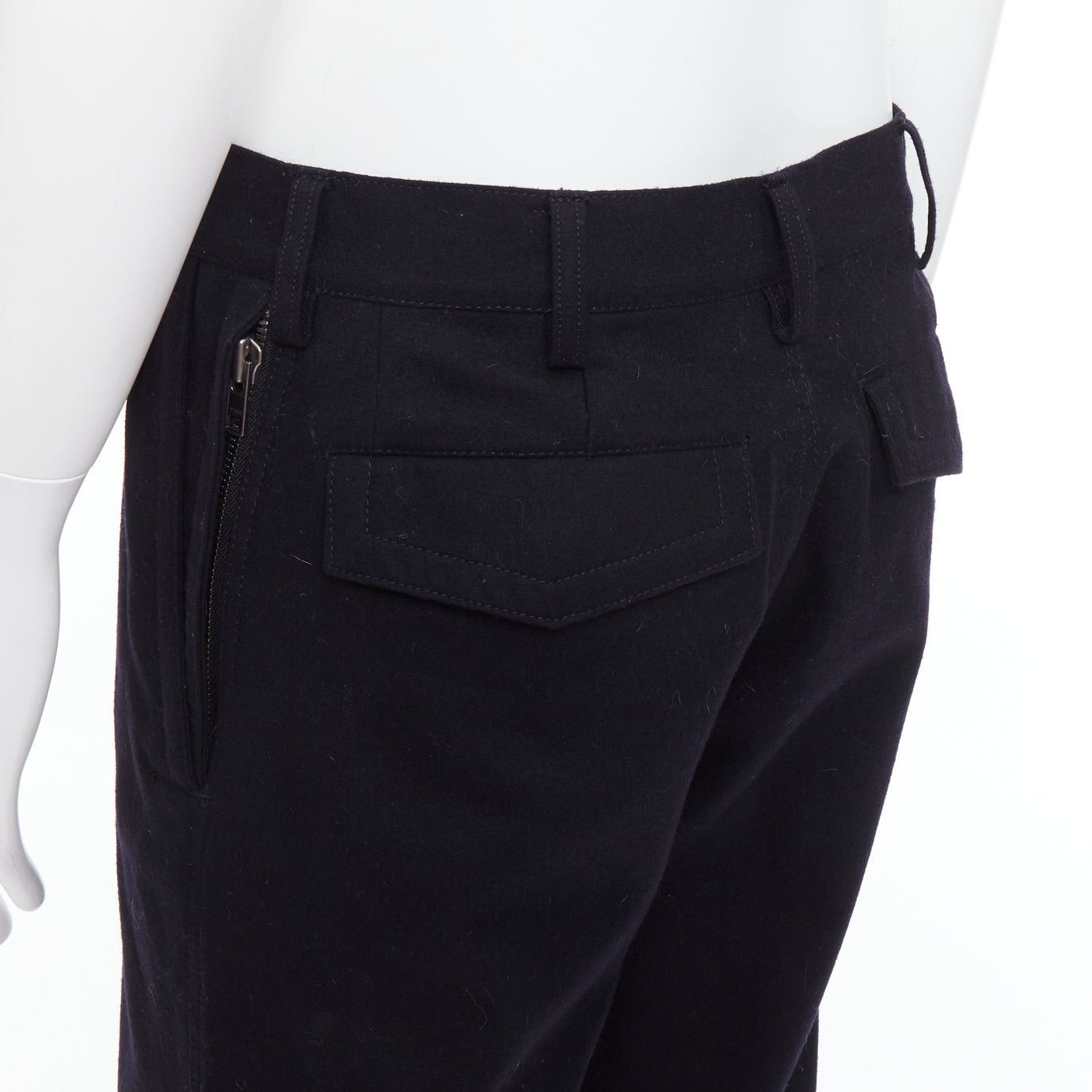Yohji Yamamoto YOHJI YAMAMOTO black 100% wool zip side pocket drawstring hem wide pants JP3 L Size US 29 - 7 Thumbnail