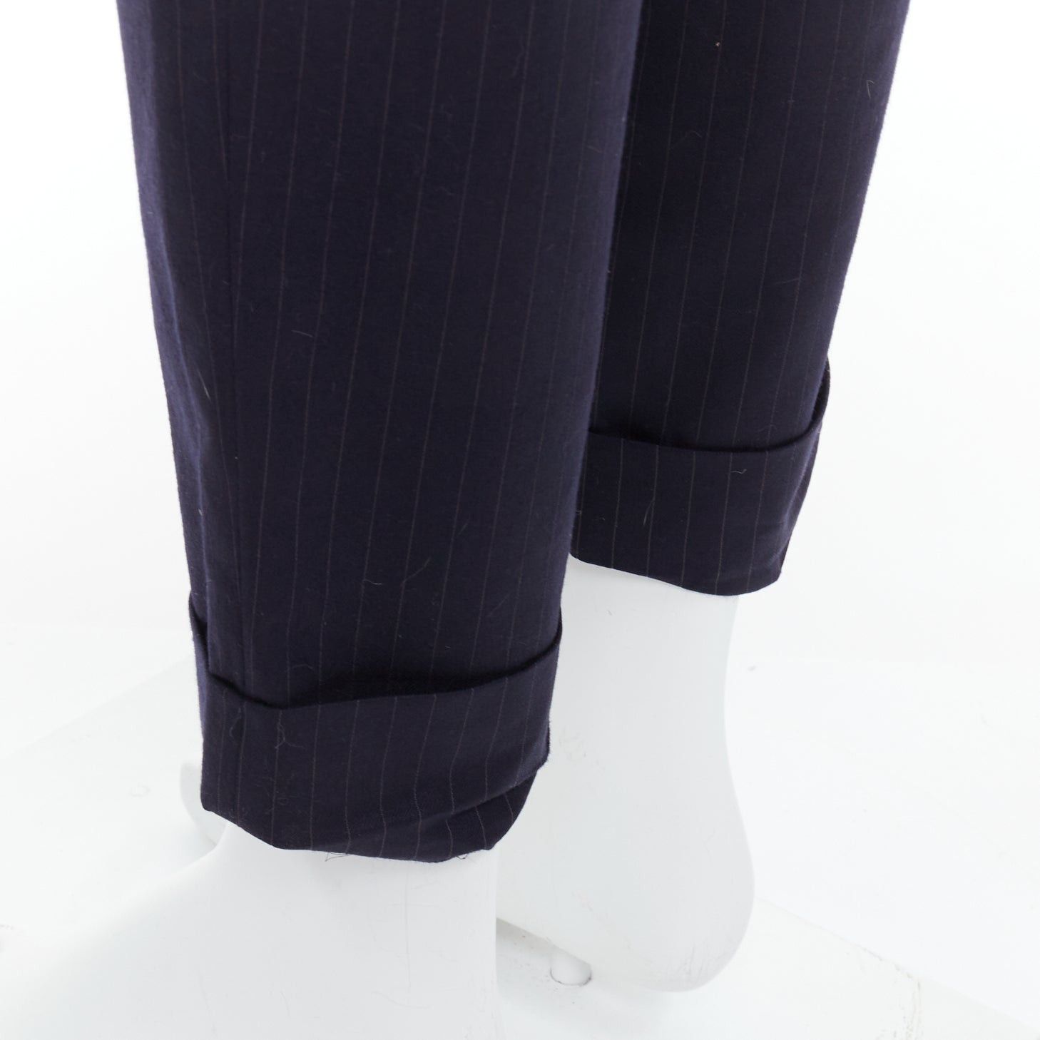 Comme des Garcons COMME DES GARCONS SHIRT navy 100% wool pinstripe tapered pants S Size US 28 / EU 44 - 2 Thumbnail
