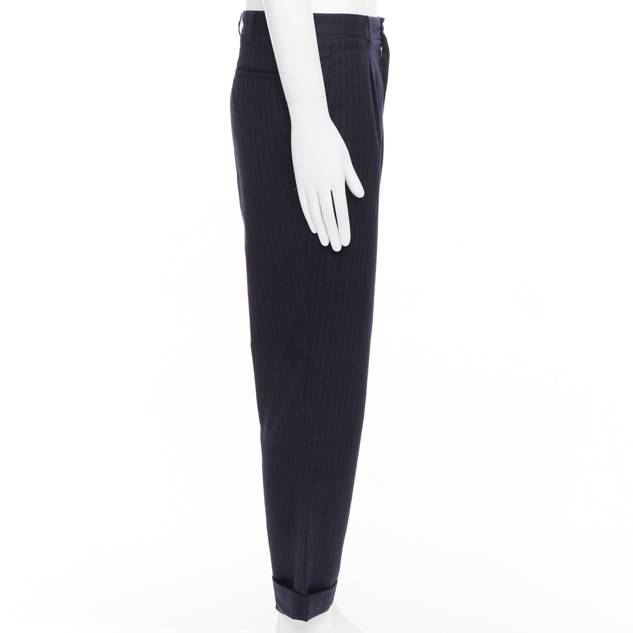 Comme des Garcons COMME DES GARCONS SHIRT navy 100% wool pinstripe tapered pants S Size US 28 / EU 44 - 4 Thumbnail