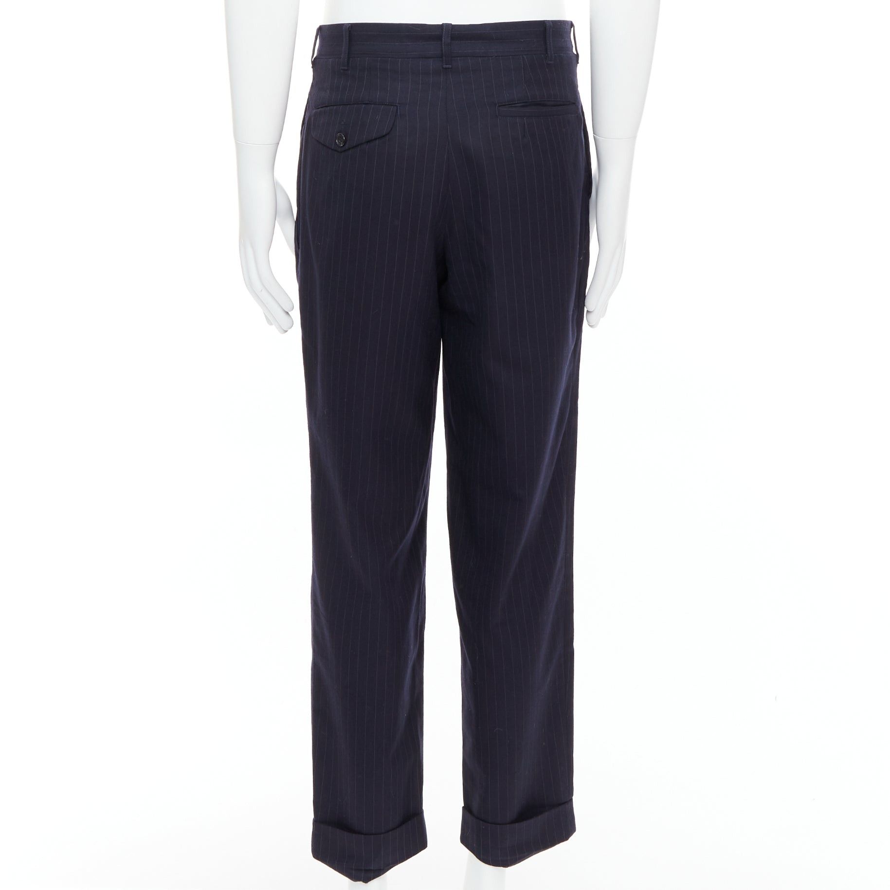 Comme des Garcons COMME DES GARCONS SHIRT navy 100% wool pinstripe tapered pants S Size US 28 / EU 44 - 5 Thumbnail