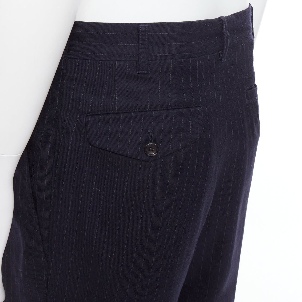 Comme des Garcons COMME DES GARCONS SHIRT navy 100% wool pinstripe tapered pants S Size US 28 / EU 44 - 7 Thumbnail