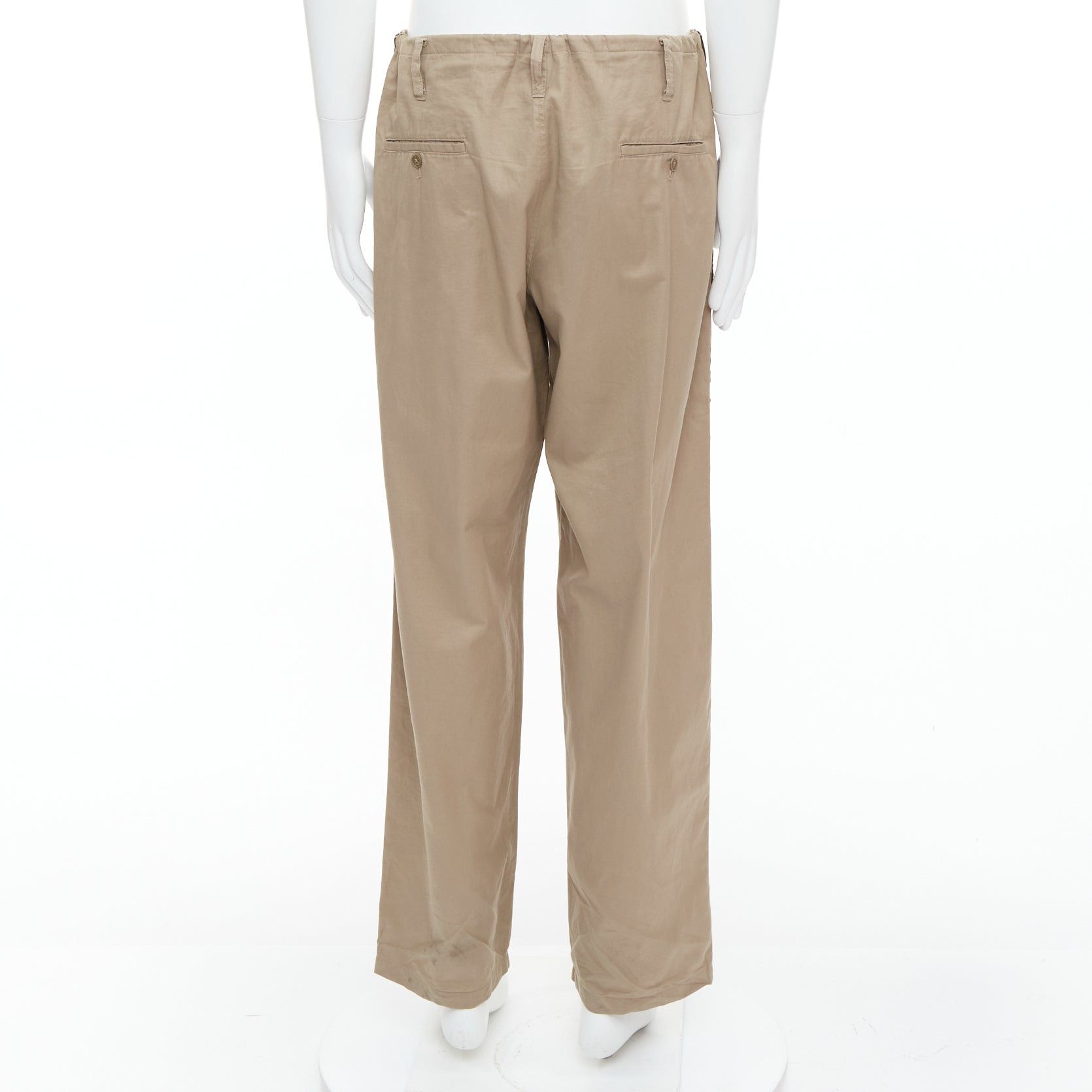 Yohji Yamamoto YOHJI YAMAMOTO beige brown ethnic trim drawstring wide pants JP3 L Size US 29 - 5 Thumbnail