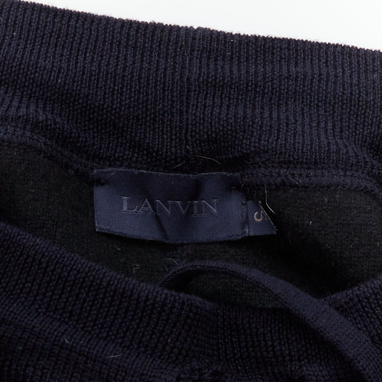Lanvin LANVIN navy soft waffle knit drawstring mid waist tapered jogger pants S Size US 28 / EU 44 - 9 Thumbnail